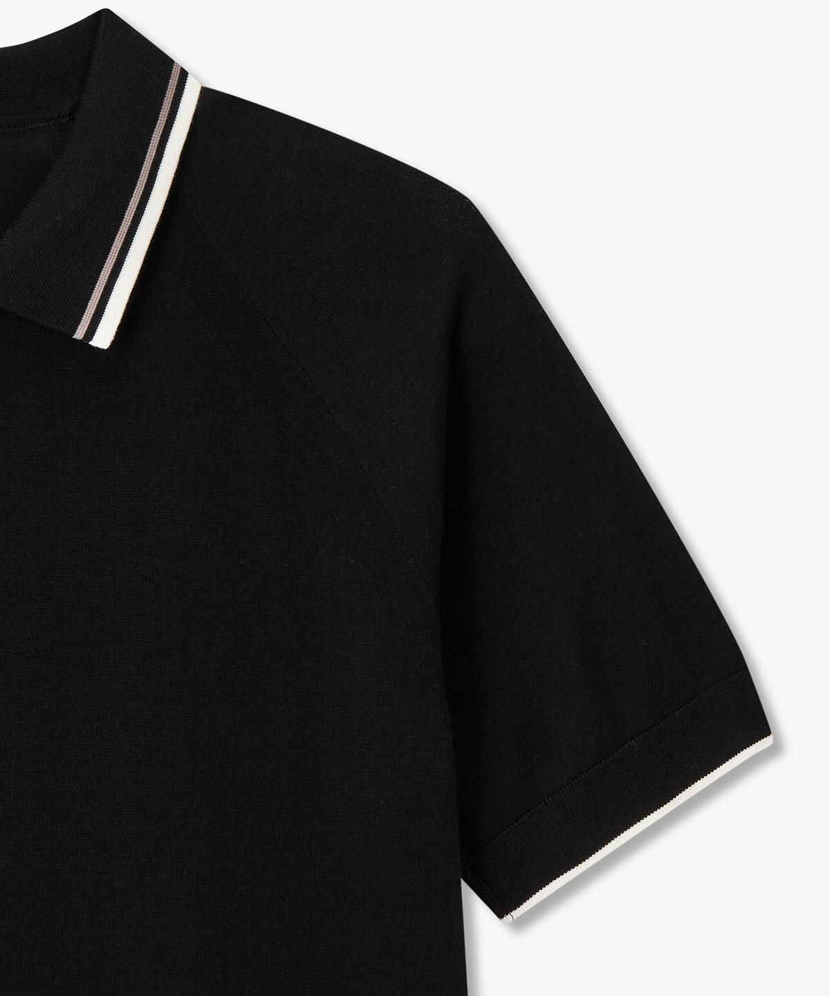 아르마니 익스체인지(ARMANI EXCHANGE) 남성 하프 지퍼 넥 폴로 니트 _블랙_A416132002