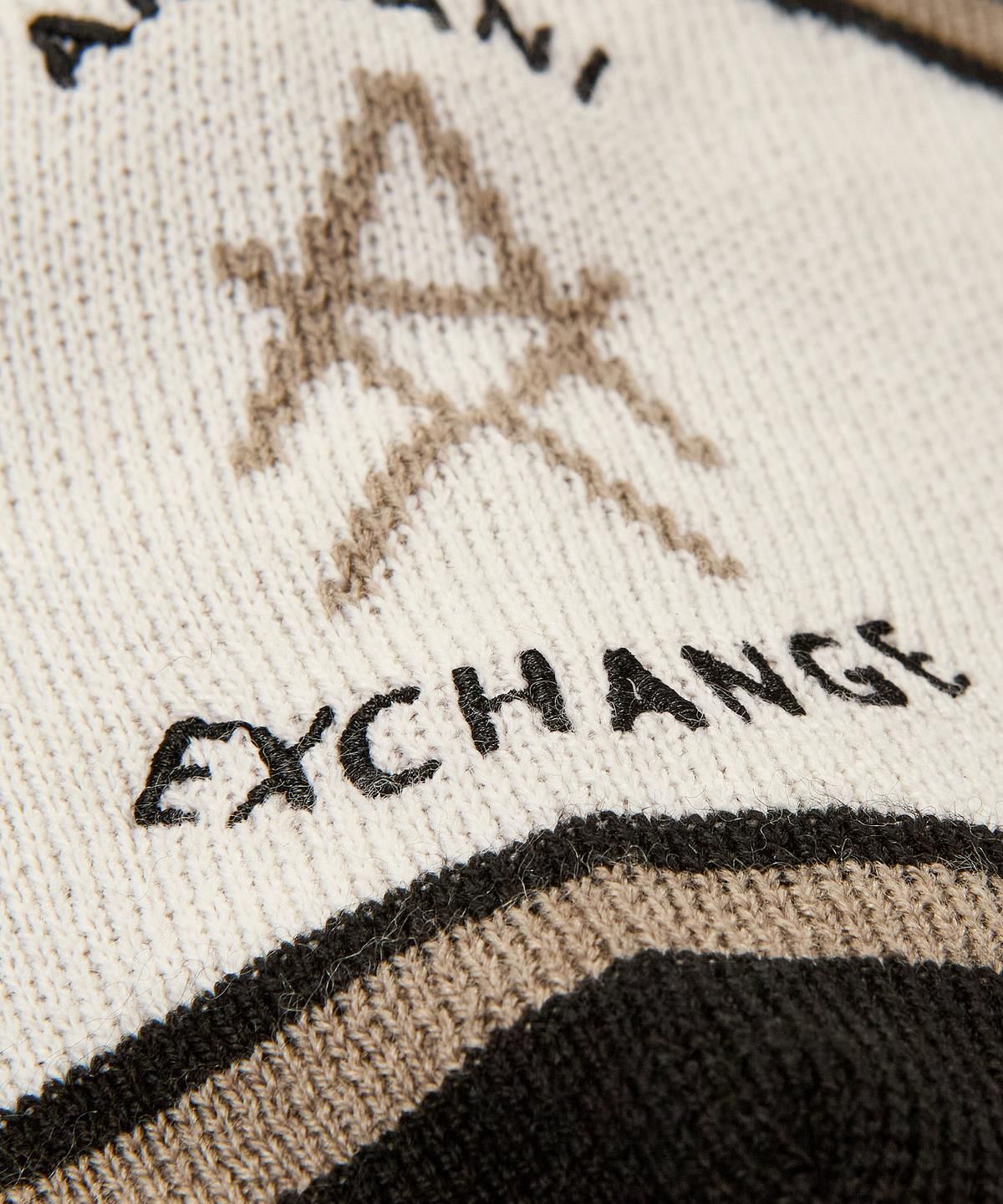 아르마니 익스체인지(ARMANI EXCHANGE) 남성 울 블렌드 배색 후디드 니트 _블랙_A416132006