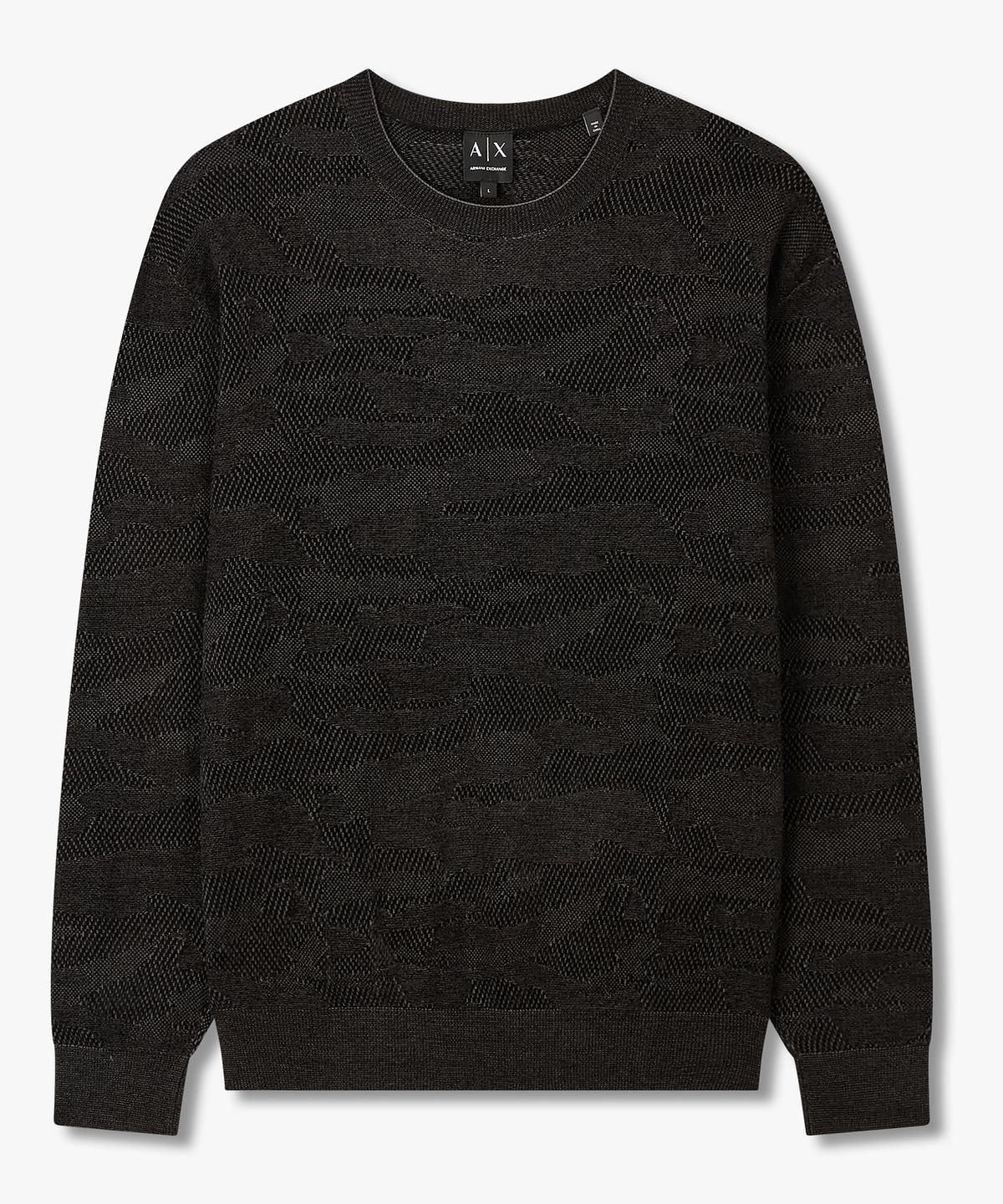 아르마니 익스체인지(ARMANI EXCHANGE) 남성 코튼 블렌드 니트 풀오버 _블랙_A416132007