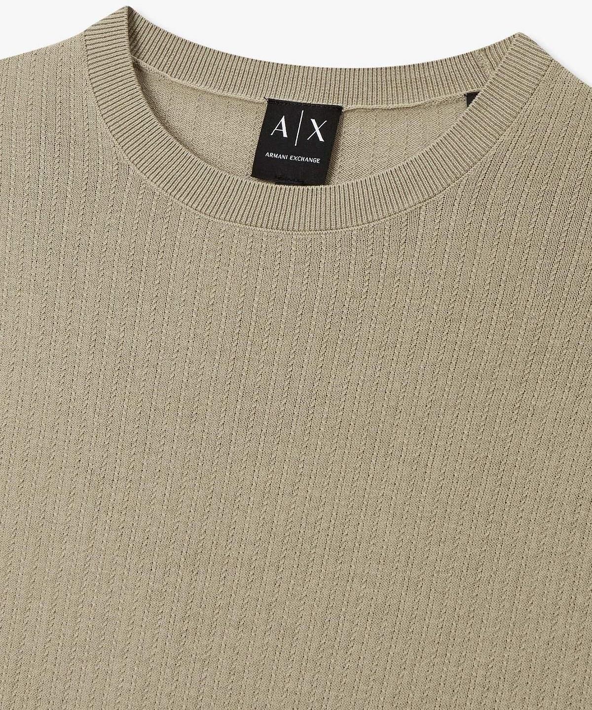 아르마니 익스체인지(ARMANI EXCHANGE) 남성 숏 슬리브 크루넥 코튼 니트 _라이트 카키_A416132009