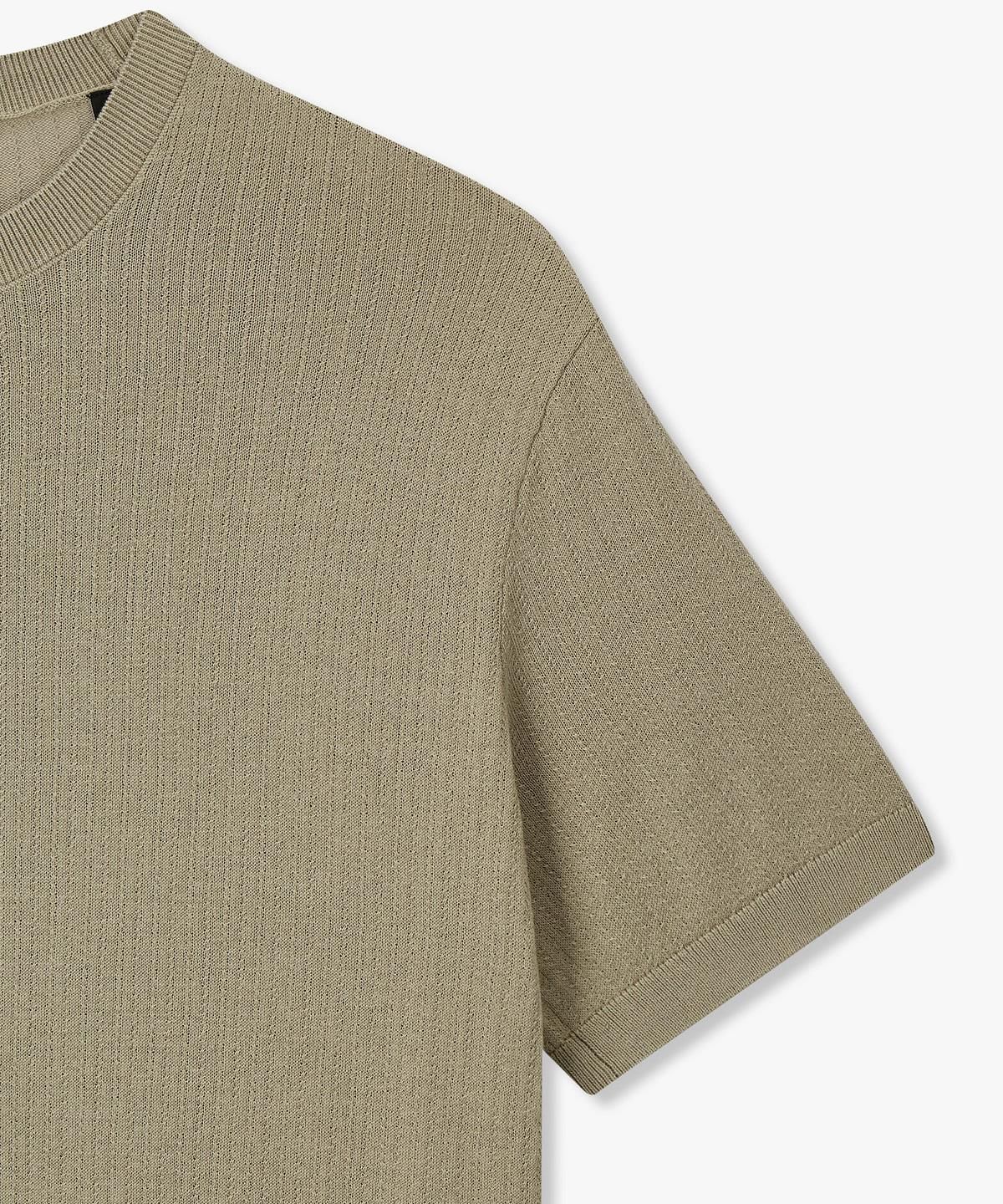 아르마니 익스체인지(ARMANI EXCHANGE) 남성 숏 슬리브 크루넥 코튼 니트 _라이트 카키_A416132009