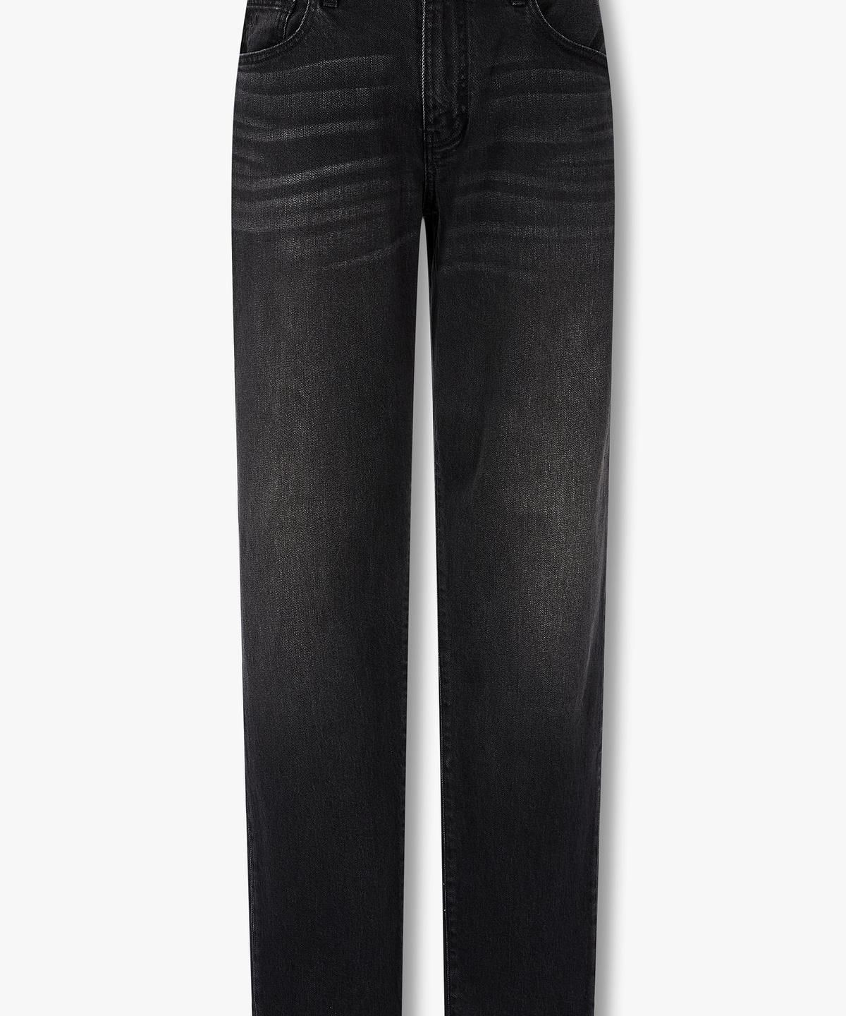 아르마니 익스체인지(ARMANI EXCHANGE) 남성 로고 패치 컴포트 슬림 진 _블랙_A416140001