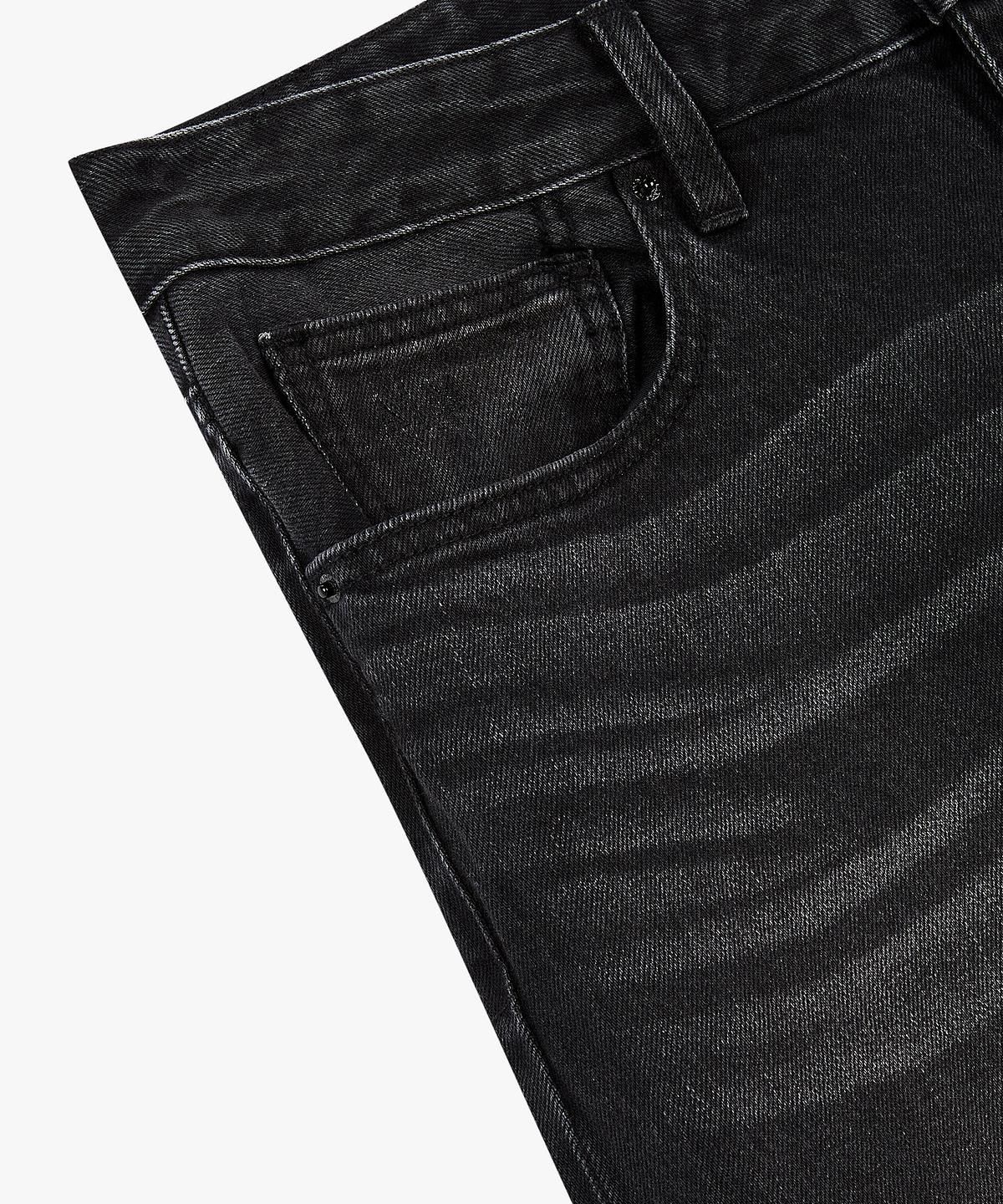 아르마니 익스체인지(ARMANI EXCHANGE) 남성 로고 패치 컴포트 슬림 진 _블랙_A416140001
