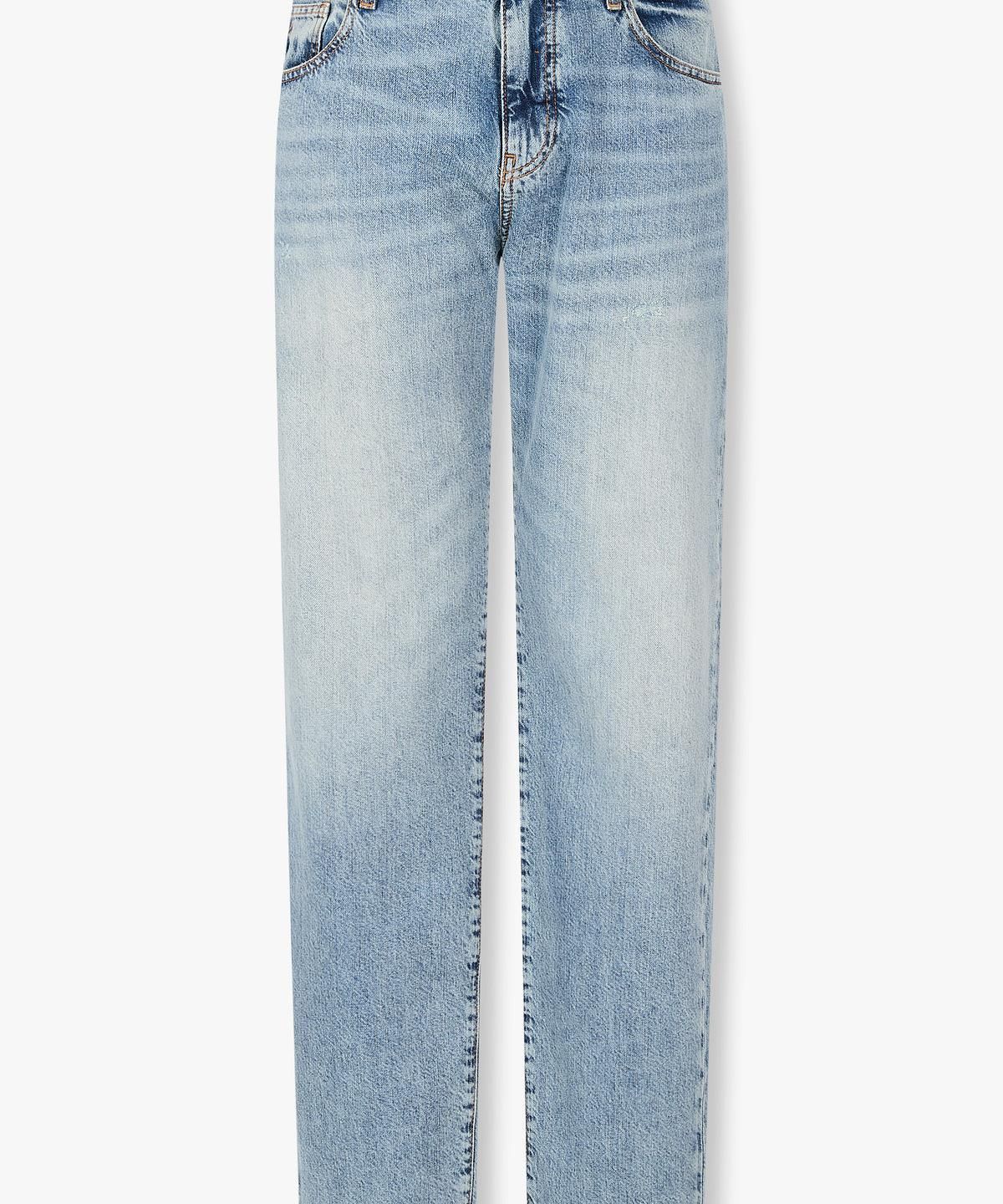 아르마니 익스체인지(ARMANI EXCHANGE) 남성 백 로고 패치 스트레이트 진 _블루_A416140004