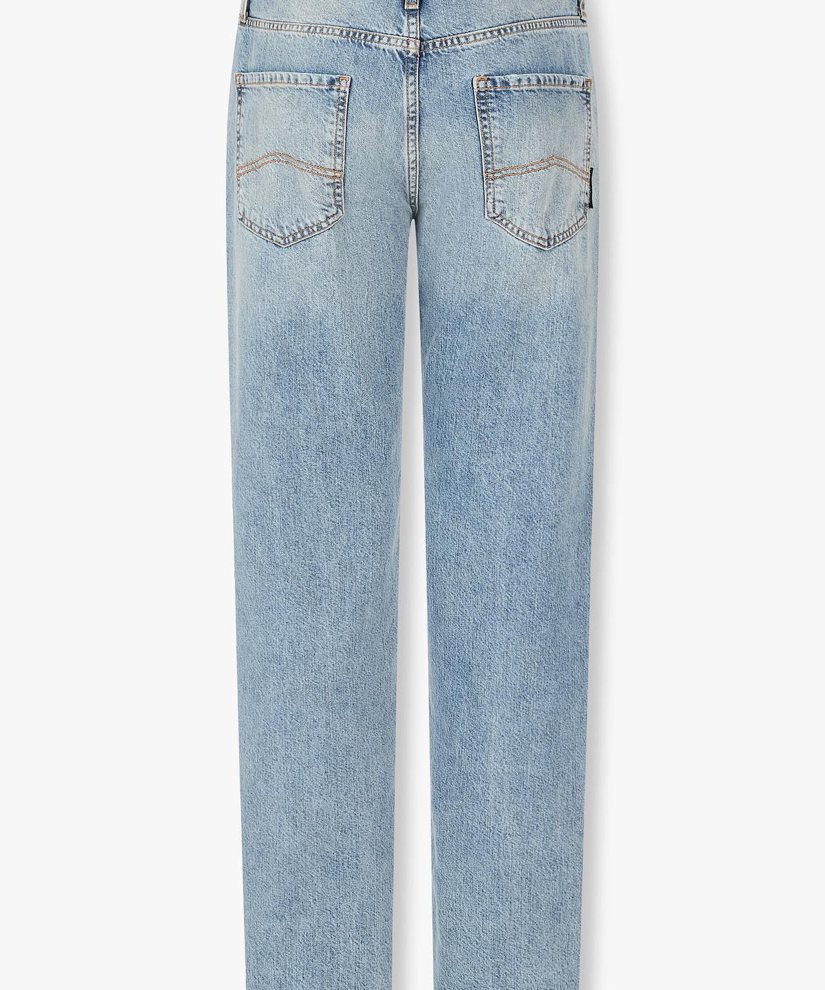 아르마니 익스체인지(ARMANI EXCHANGE) 남성 백 로고 패치 스트레이트 진 _블루_A416140004