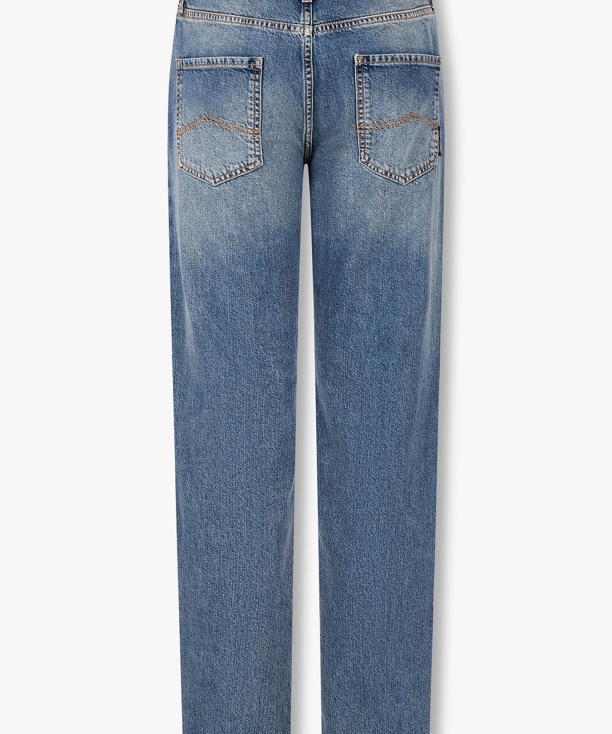 아르마니 익스체인지(ARMANI EXCHANGE) 남성 로고 패치 스트레이트 진 _블루_A416140005
