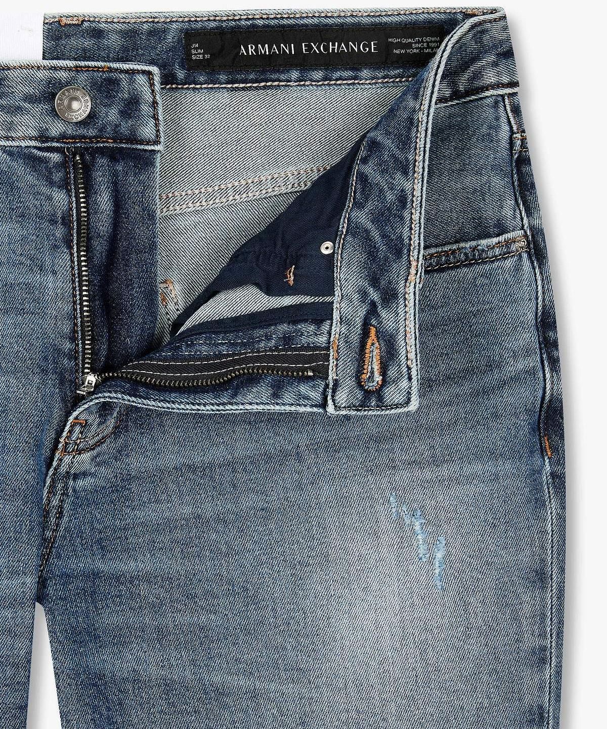 아르마니 익스체인지(ARMANI EXCHANGE) 남성 디스트로이드 슬림 핏 데님 팬츠 _블루_A416140009
