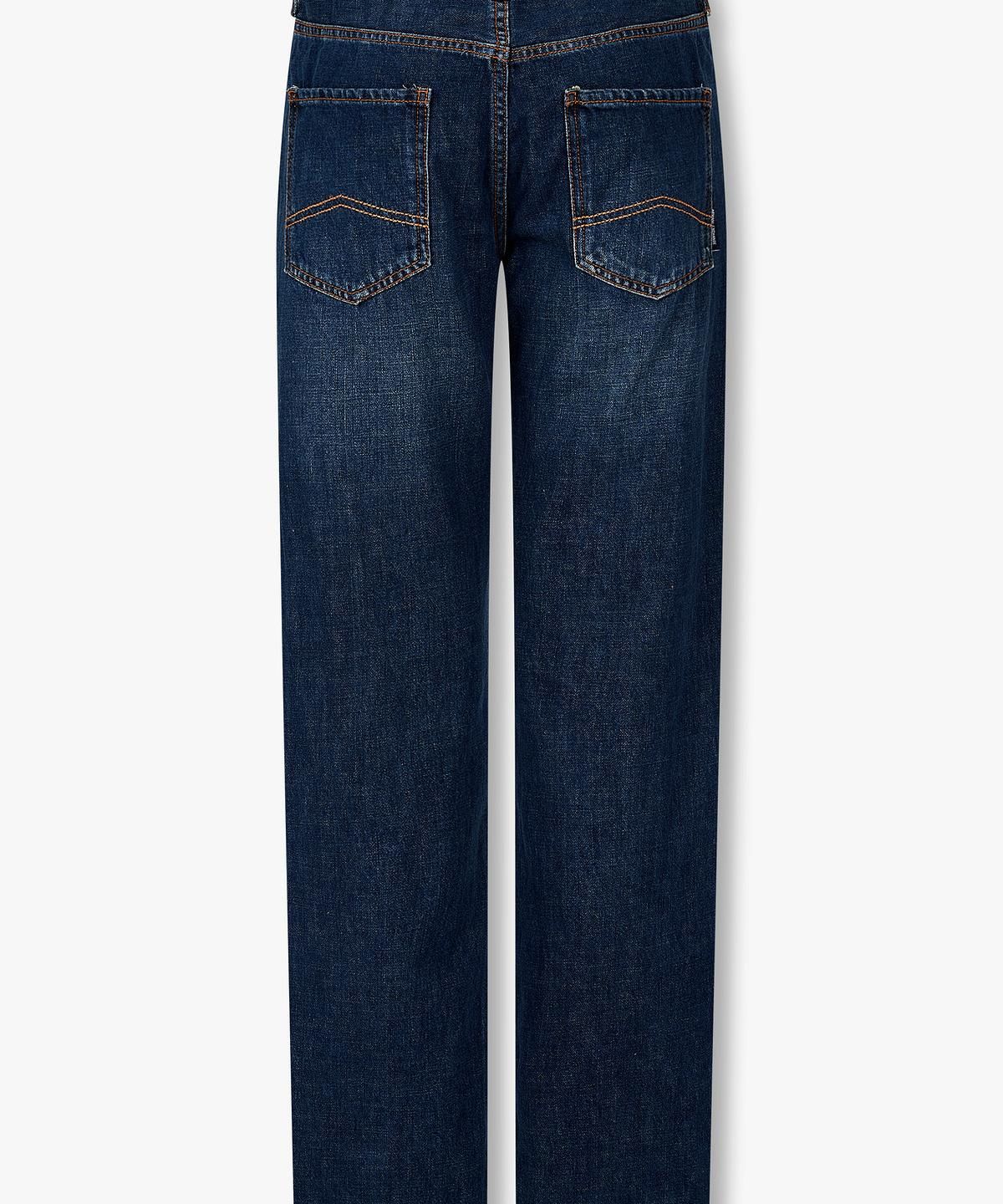 아르마니 익스체인지(ARMANI EXCHANGE) 남성 백 로고 패치 스트레이트 진 _다크 블루_A416140006