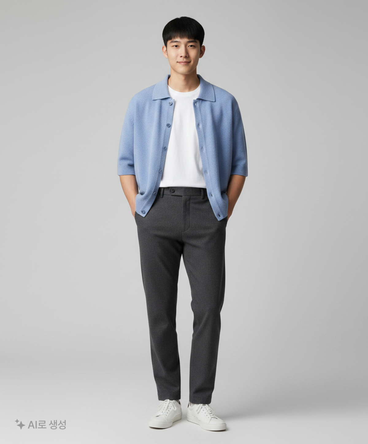 라그랑지(LAGRANGE) WOOL CASH COLLAR KNIT CARDIGAN BLUE L