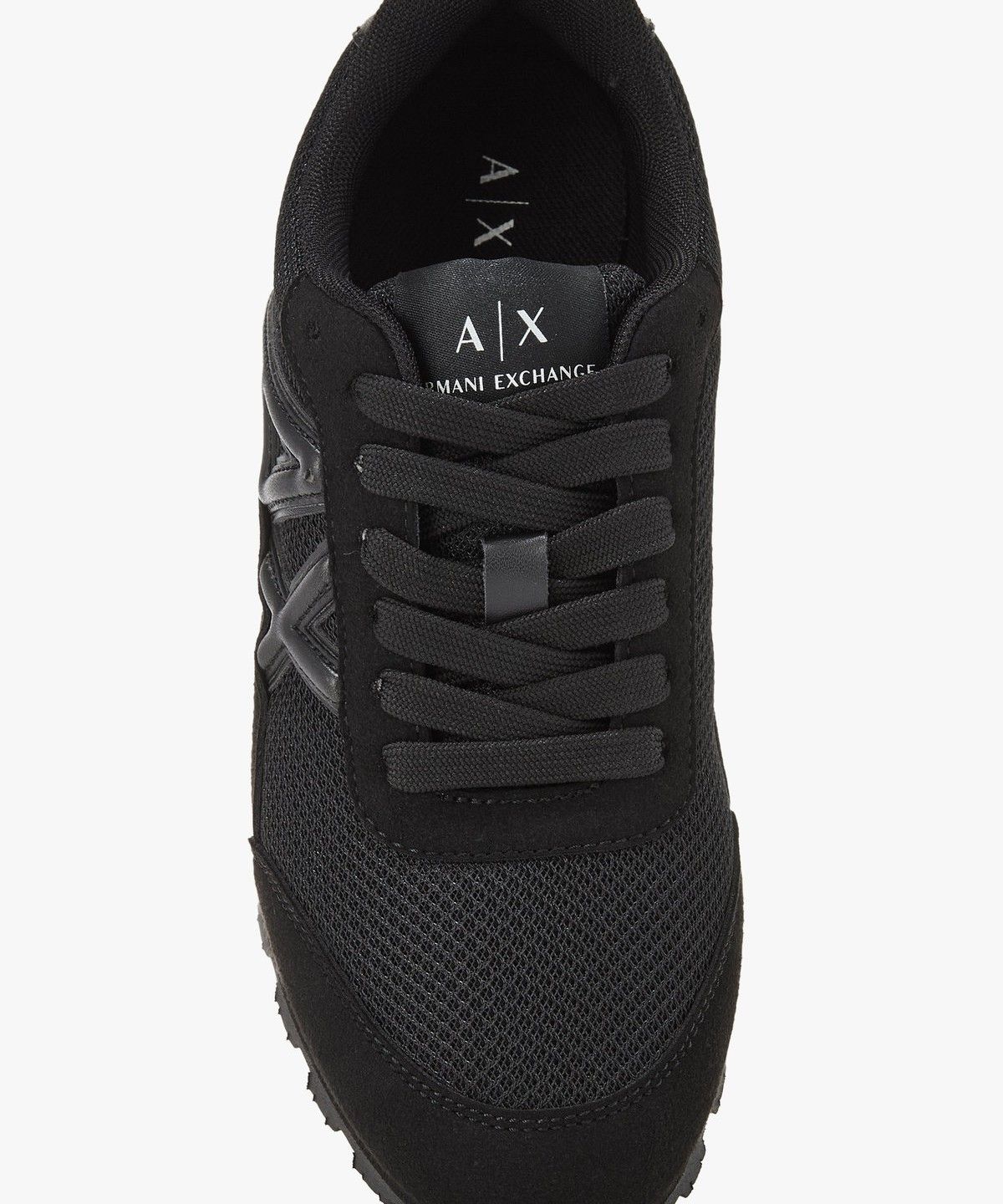 아르마니 익스체인지(ARMANI EXCHANGE) 여성 엠보싱 로고 메쉬 스니커즈 _블랙_A425375506