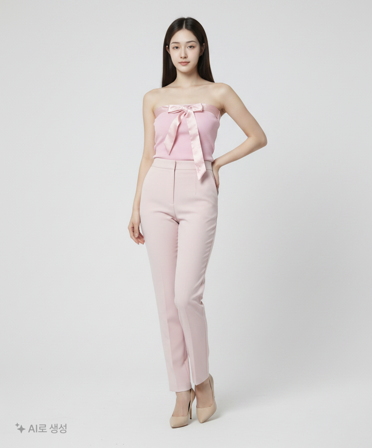 유희(YOUHEE) RIBBON TUBE TOP PINK FREE