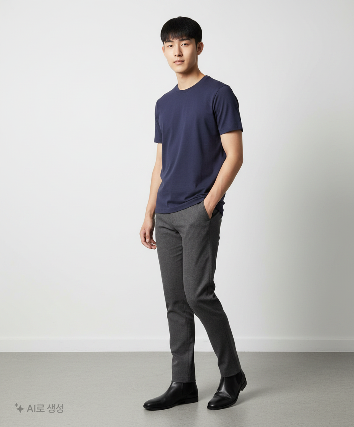 무신사 스탠다드(MUSINSA STANDARD) 릴렉스 핏 크루 넥 티셔츠 [네이비] M