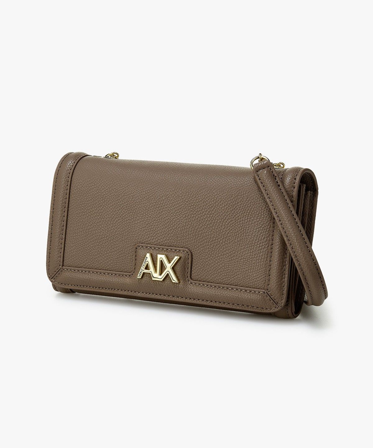 아르마니 익스체인지(ARMANI EXCHANGE) 여성 메탈 로고 그레이니 체인 월렛 _세피아_A424370503