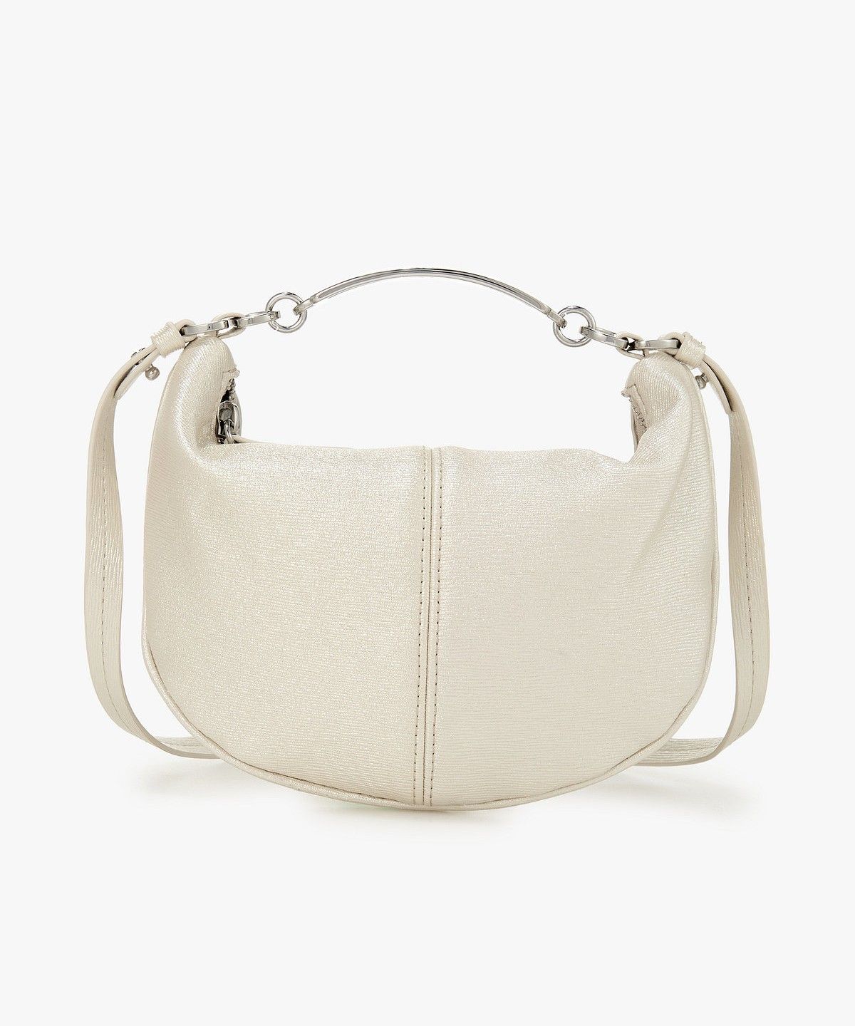 아르마니 익스체인지(ARMANI EXCHANGE) 여성 로고 핸들 샤이닝 미니 백 _라이트 베이지_A425370504