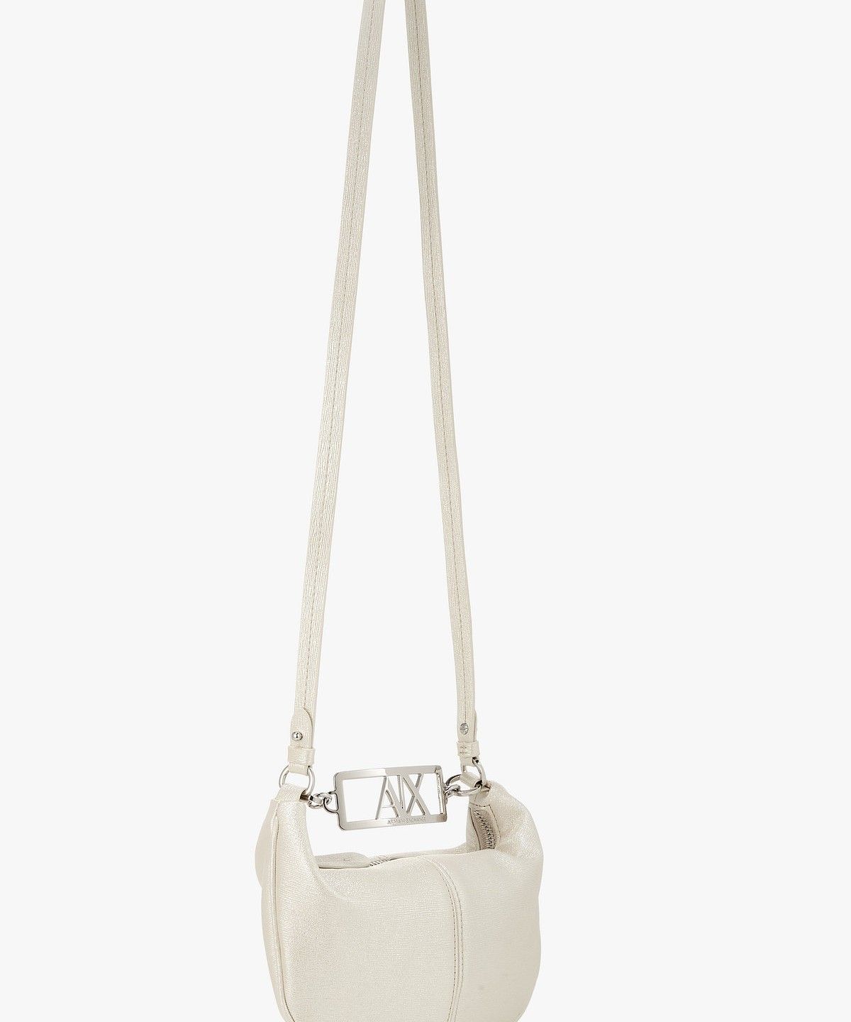 아르마니 익스체인지(ARMANI EXCHANGE) 여성 로고 핸들 샤이닝 미니 백 _라이트 베이지_A425370504