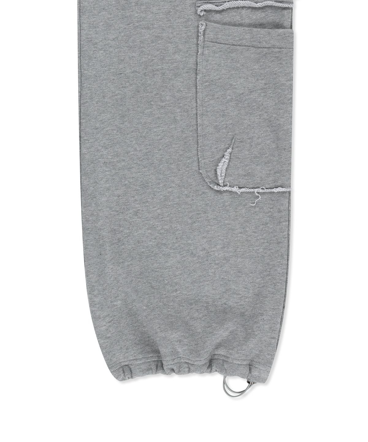 마뗑킴(MATIN KIM) MIXED WAFFLE FOLDOVER WAIST JERSEY PANTS IN GREY
