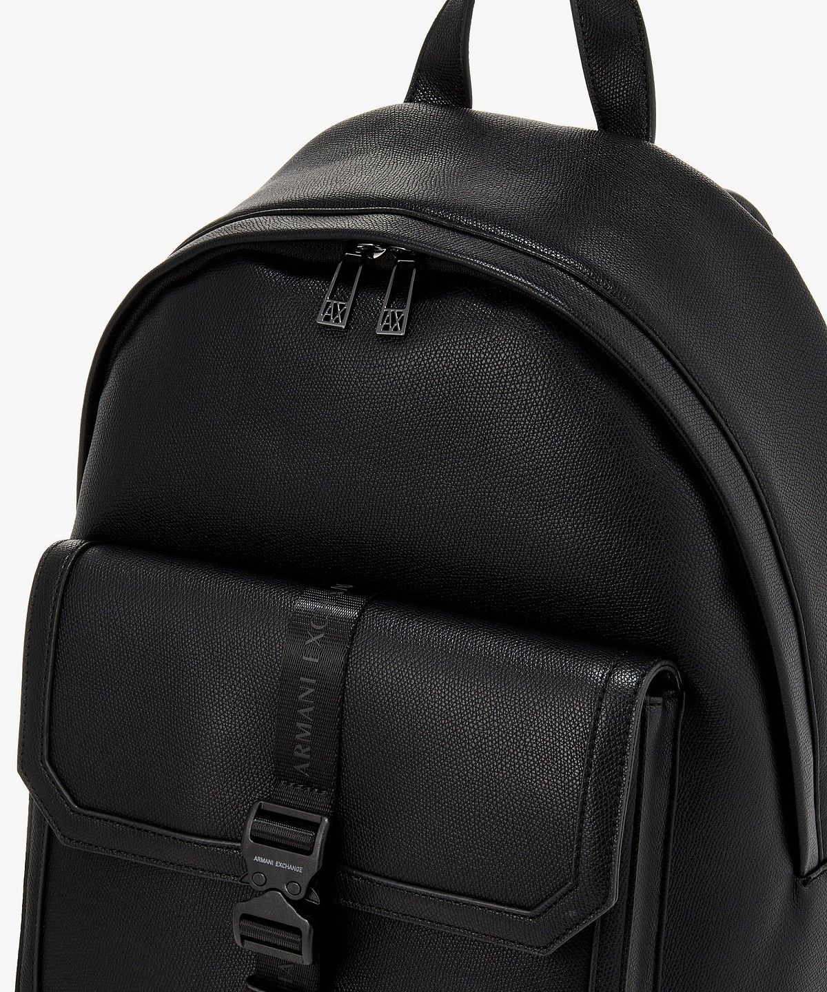 아르마니 익스체인지(ARMANI EXCHANGE) 남성 버클 포켓 라운드 백팩 _블랙_A416170003