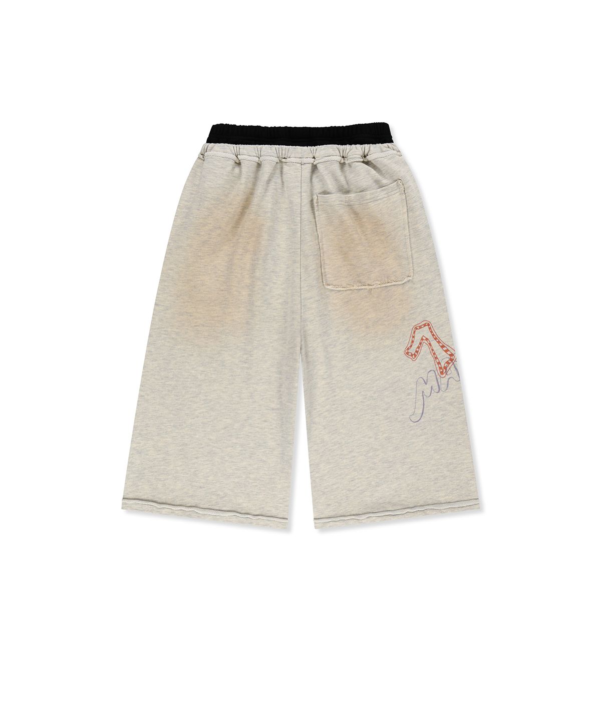 마뗑킴(MATIN KIM) VINTAGE WASHED COLOR CONTRAST BERMUDA SWEATPANTS IN LIGHT BEIGE