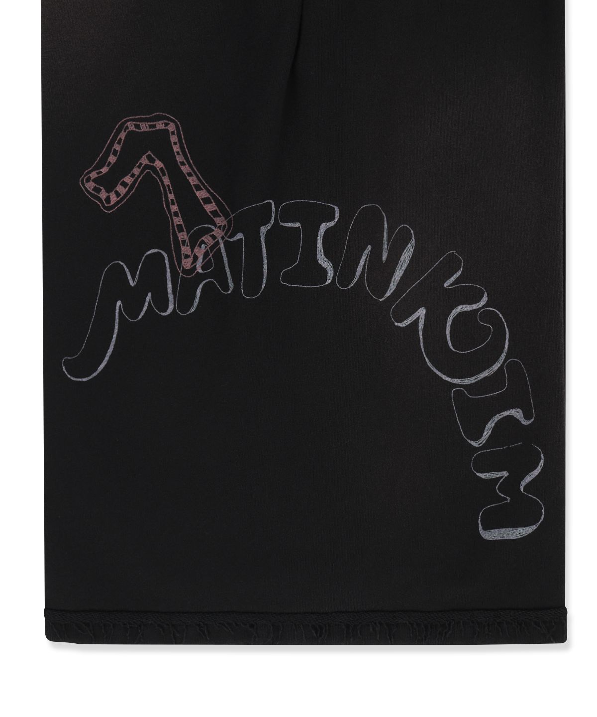 마뗑킴(MATIN KIM) VINTAGE WASHED COLOR CONTRAST BERMUDA SWEATPANTS IN BLACK