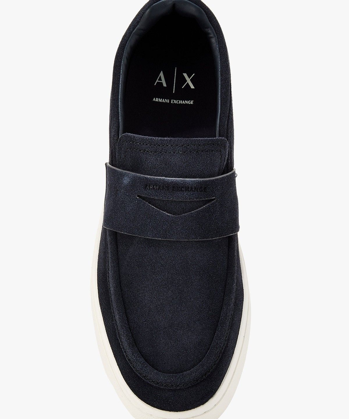 아르마니 익스체인지(ARMANI EXCHANGE) 남성 스웨이드 플랫폼 슬립온 _다크 네이비_A416175007