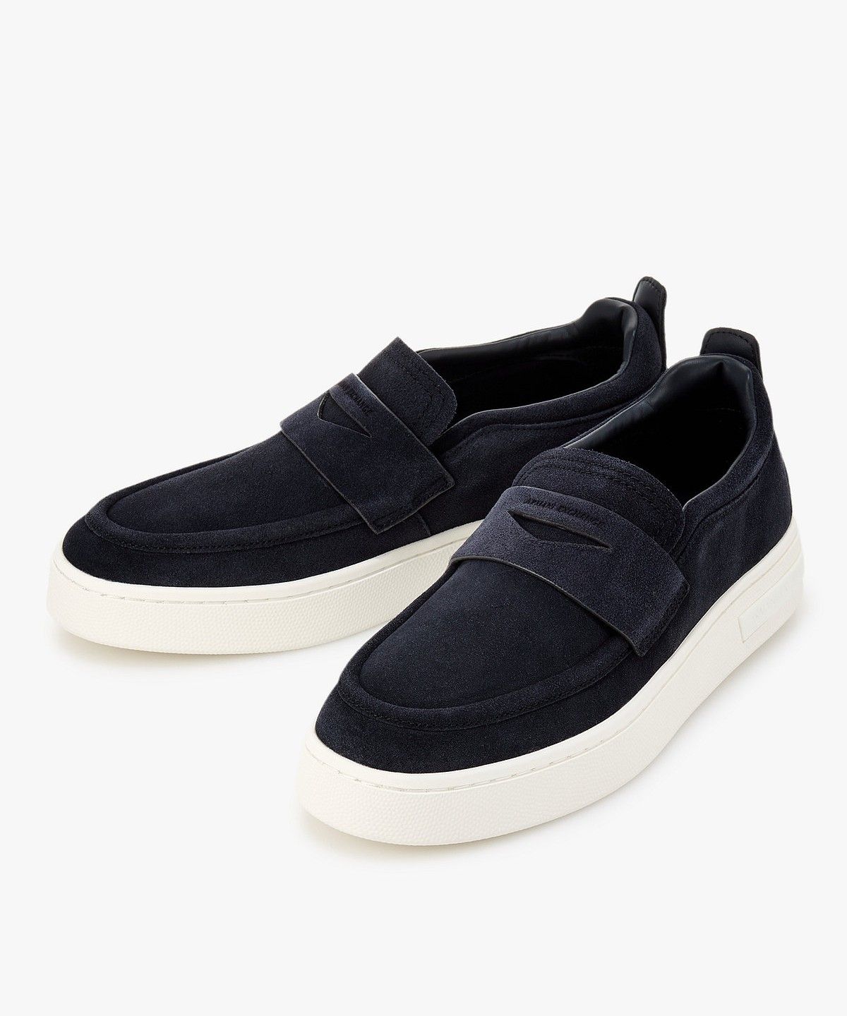 아르마니 익스체인지(ARMANI EXCHANGE) 남성 스웨이드 플랫폼 슬립온 _다크 네이비_A416175007