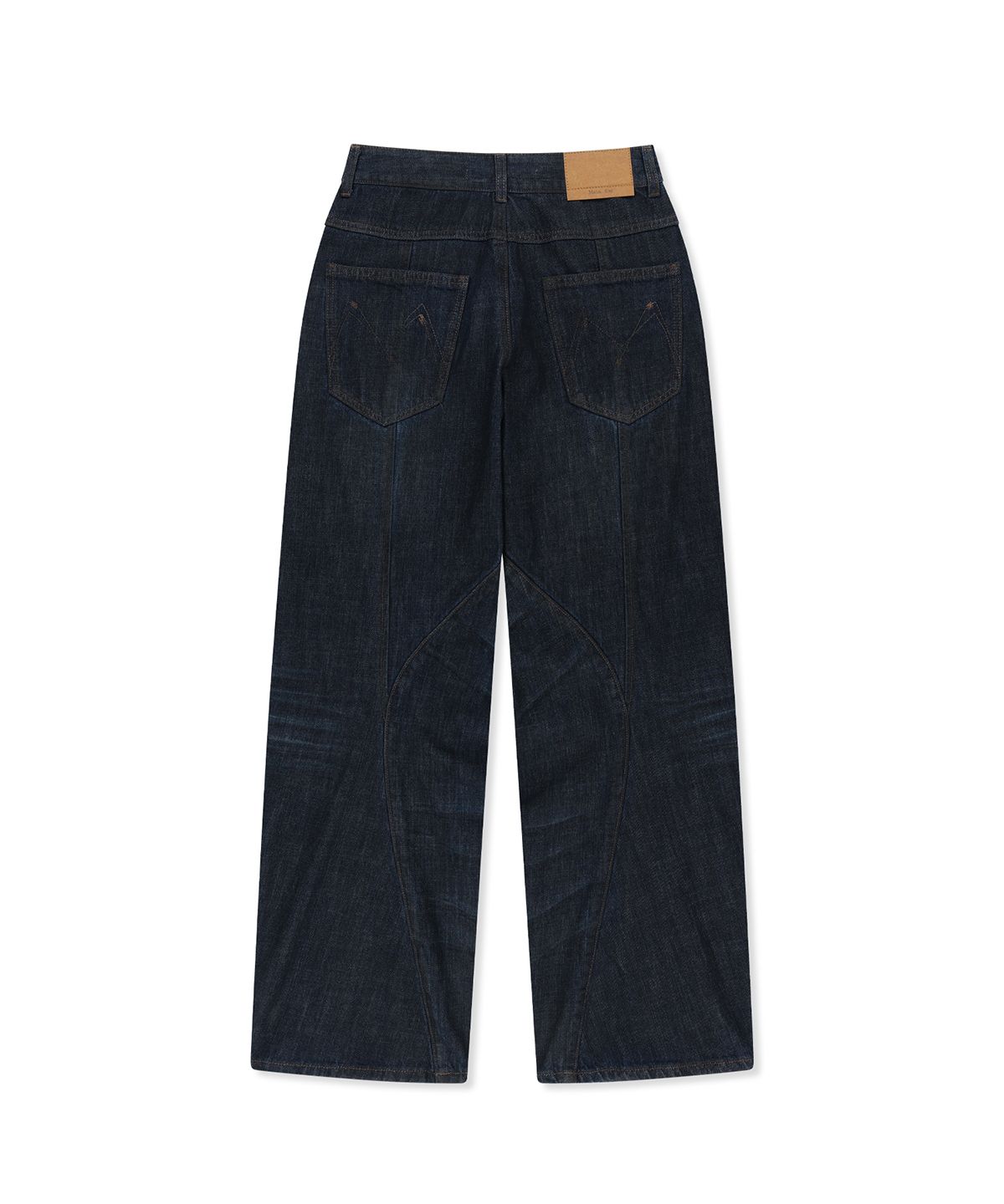 마뗑킴(MATIN KIM) TWISTED VOLUME COATED DENIM PANTS IN DARK NAVY