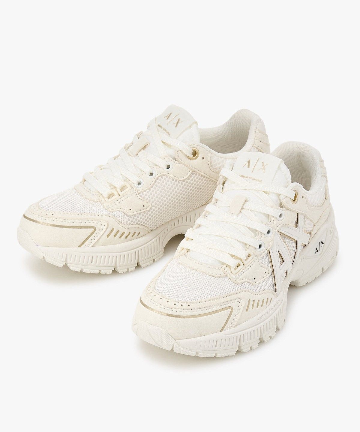 아르마니 익스체인지(ARMANI EXCHANGE) 여성 메쉬 패널 청키 스니커즈 _오프 화이트_A426175502