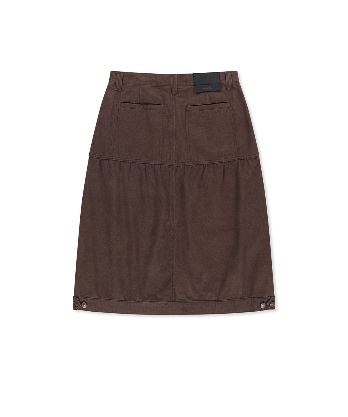 마뗑킴(MATIN KIM) VINTAGE POCKET MIDI SKIRT IN BROWN