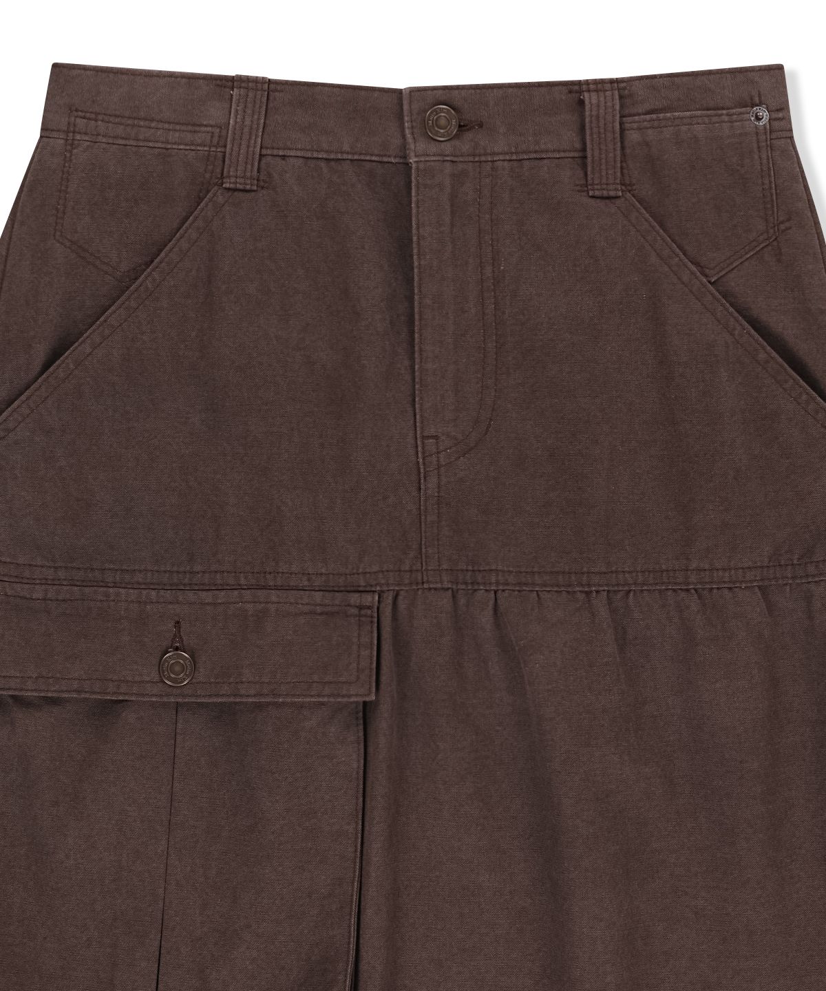 마뗑킴(MATIN KIM) VINTAGE POCKET MIDI SKIRT IN BROWN