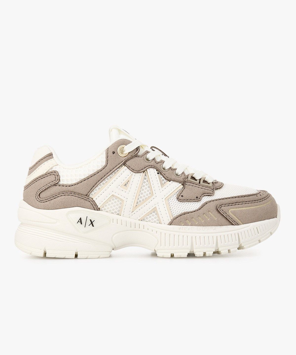 아르마니 익스체인지(ARMANI EXCHANGE) 여성 메쉬 패널 청키 스니커즈 _다크 베이지_A426175503