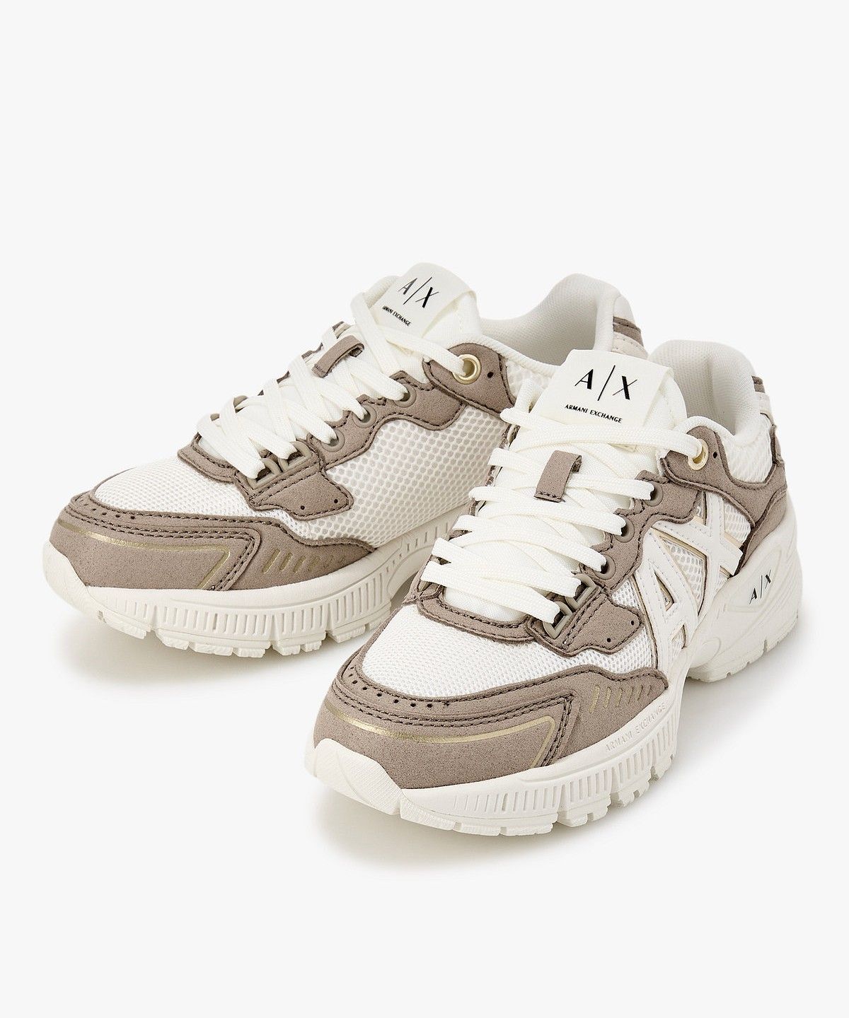 아르마니 익스체인지(ARMANI EXCHANGE) 여성 메쉬 패널 청키 스니커즈 _다크 베이지_A426175503