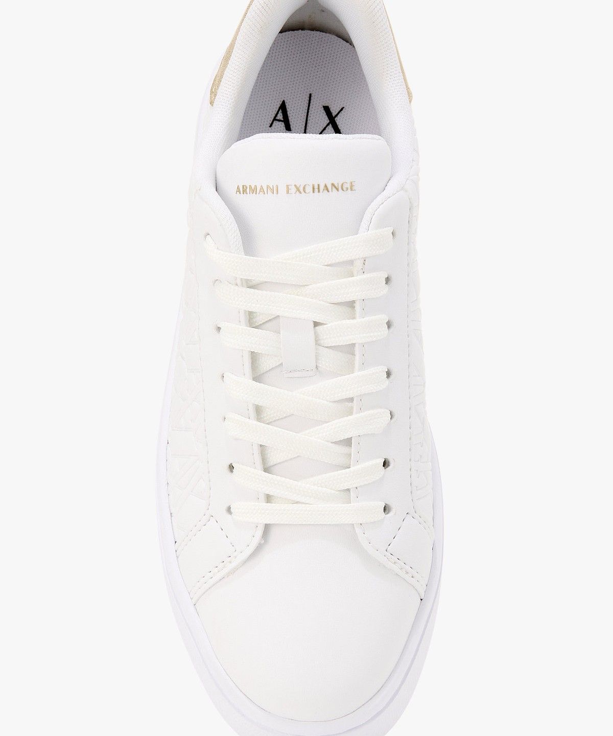 아르마니 익스체인지(ARMANI EXCHANGE) 여성 메탈 패치 로고 패턴 스니커즈 _오프 화이트_A426175501
