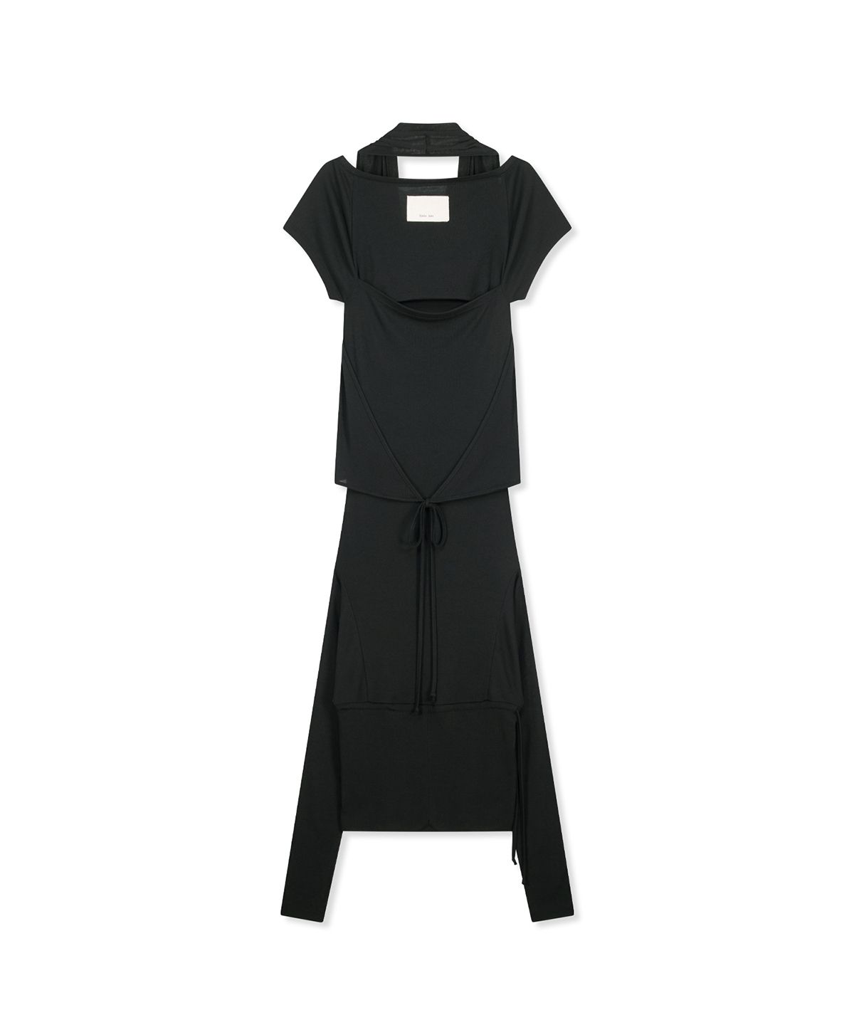 마뗑킴(MATIN KIM) TWO WAY LAYERED JERSEY DRESS IN BLACK