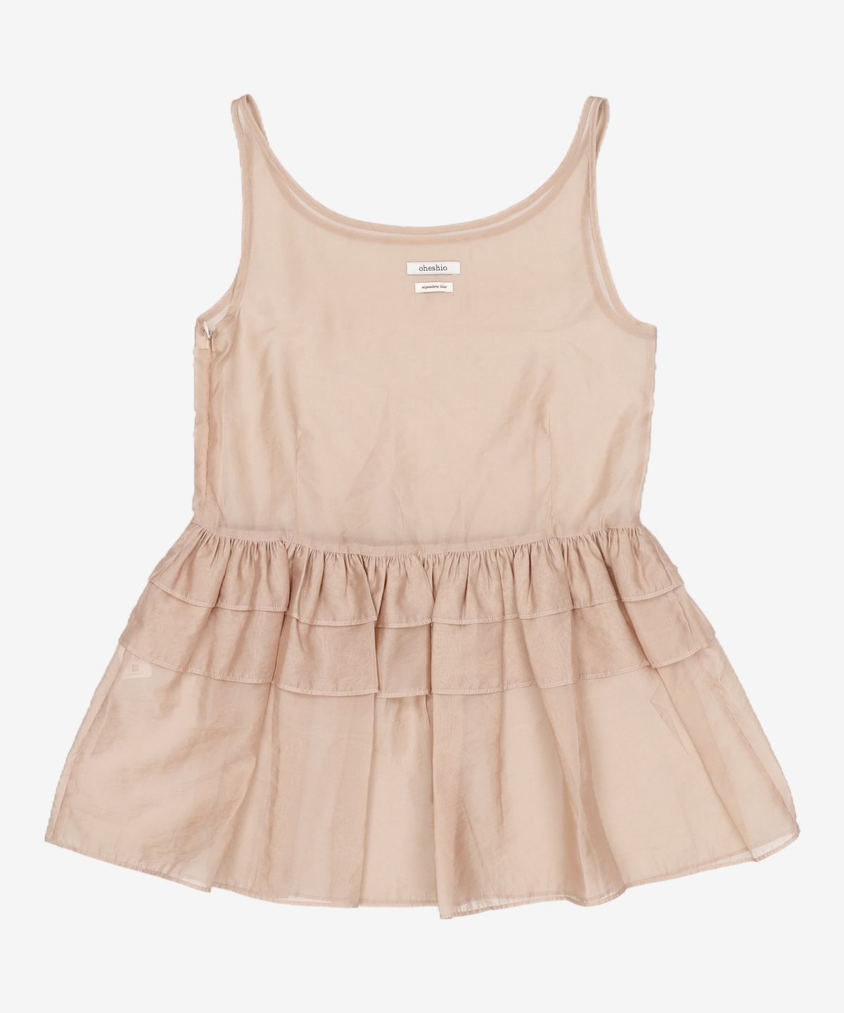 오헤시오(OHESHIO) SHEER LAYERED MINI DRESS, PEACH XS