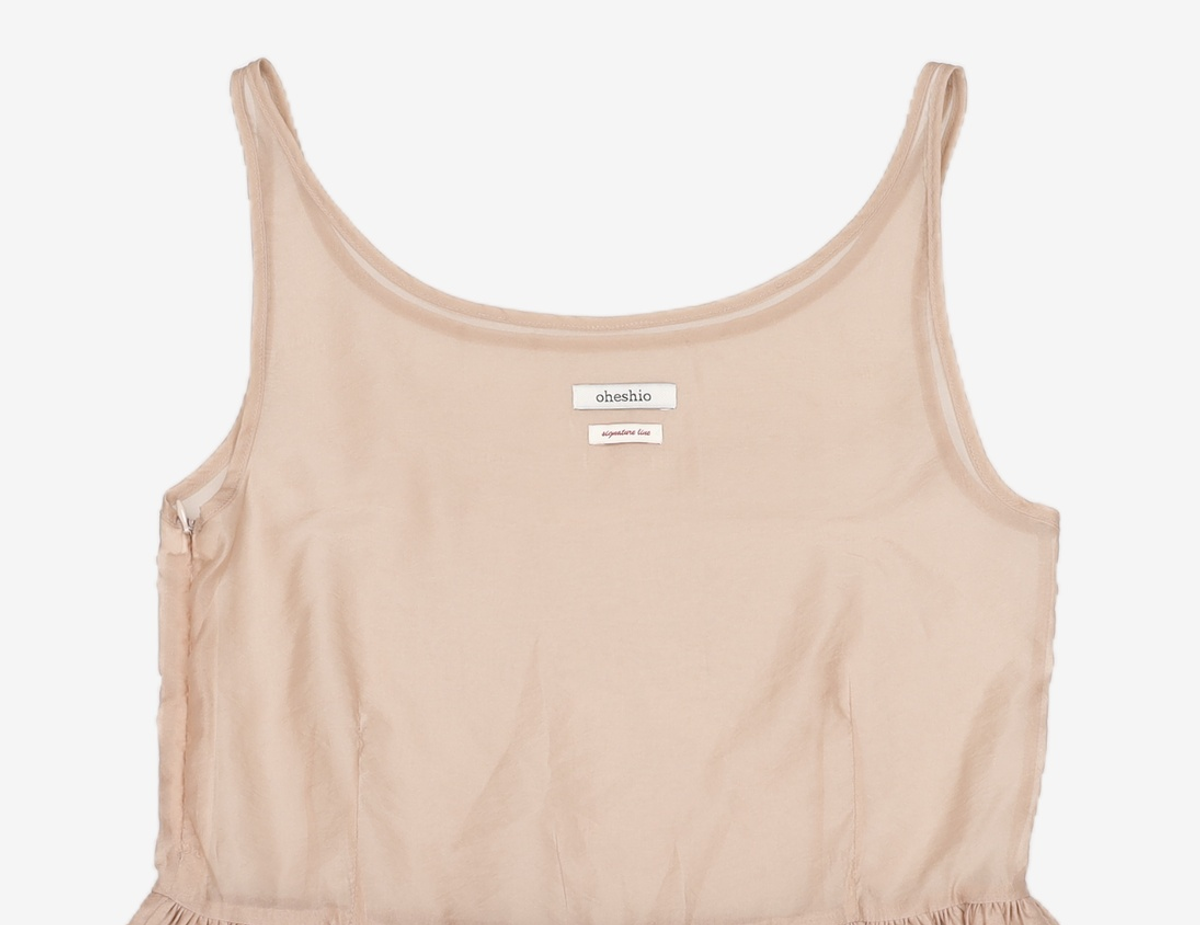 오헤시오(OHESHIO) SHEER LAYERED MINI DRESS, PEACH XS