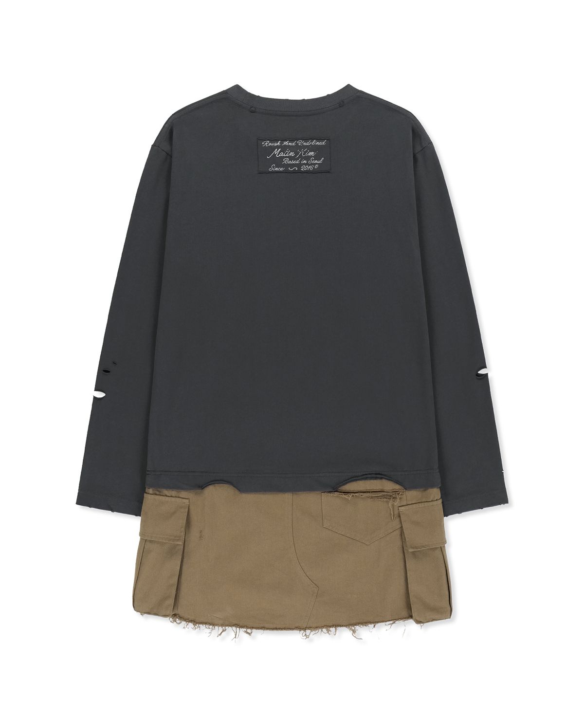 마뗑킴(MATIN KIM) GRAPHIC TOP COMBO DRESS IN CHARCOAL