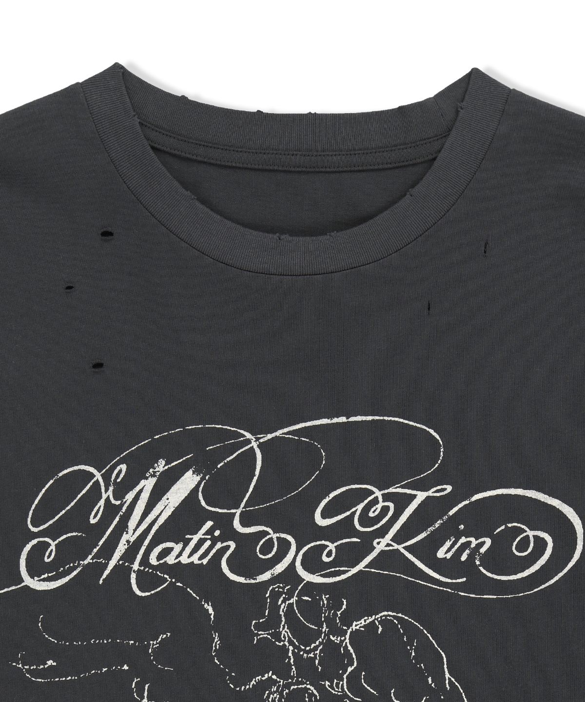 마뗑킴(MATIN KIM) GRAPHIC TOP COMBO DRESS IN CHARCOAL