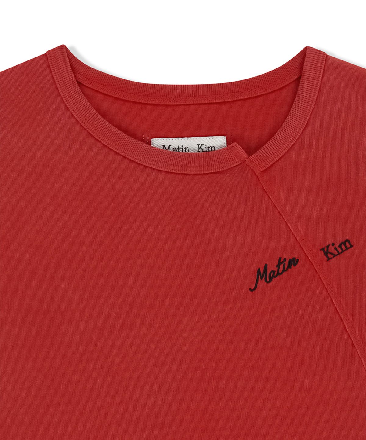 마뗑킴(MATIN KIM) CURVED CUT SLIM TOP IN RED