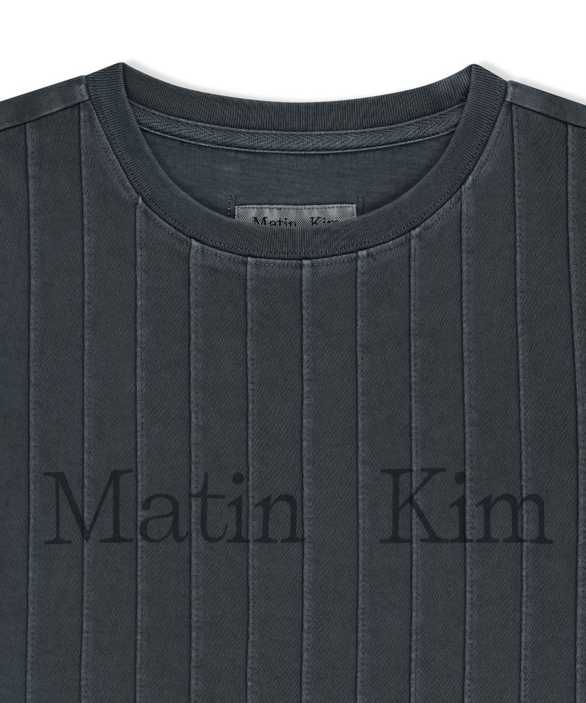마뗑킴(MATIN KIM) WASHED LOGO FULL PINTUCK TOP IN SMOKE BLUE