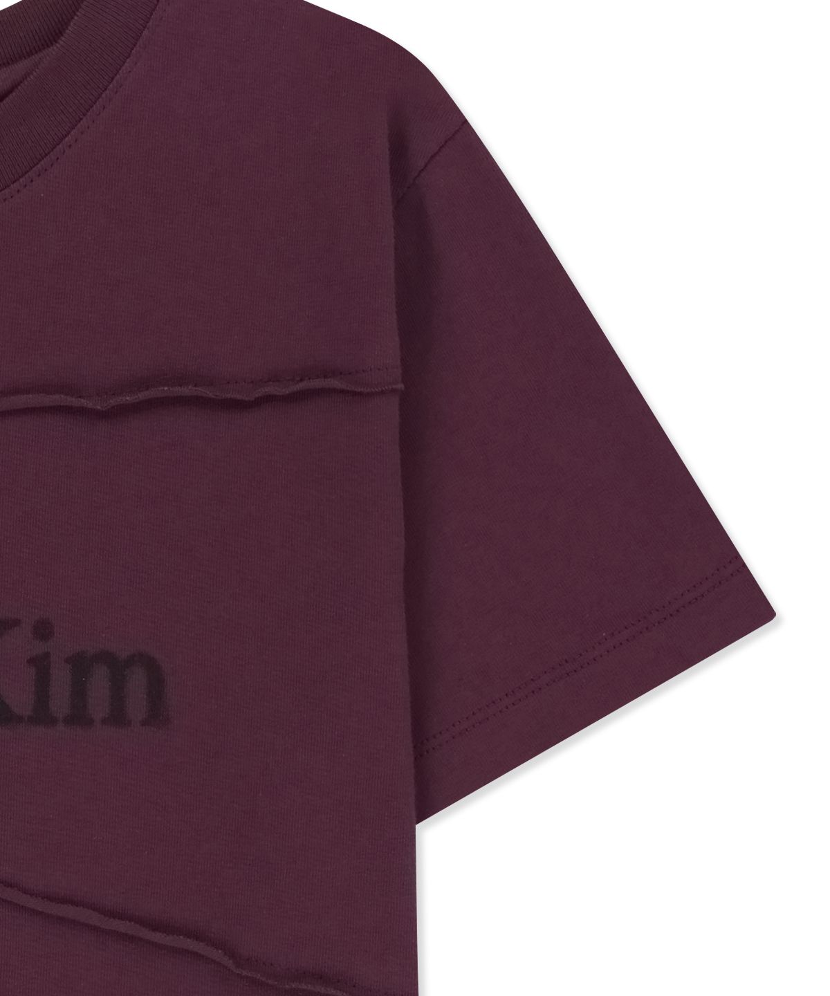 마뗑킴(MATIN KIM) DIAGONAL CUT LOGO CROP TOP IN PURPLE
