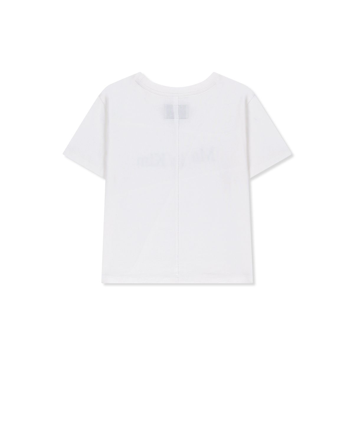 마뗑킴(MATIN KIM) DIAGONAL CUT LOGO CROP TOP IN WHITE