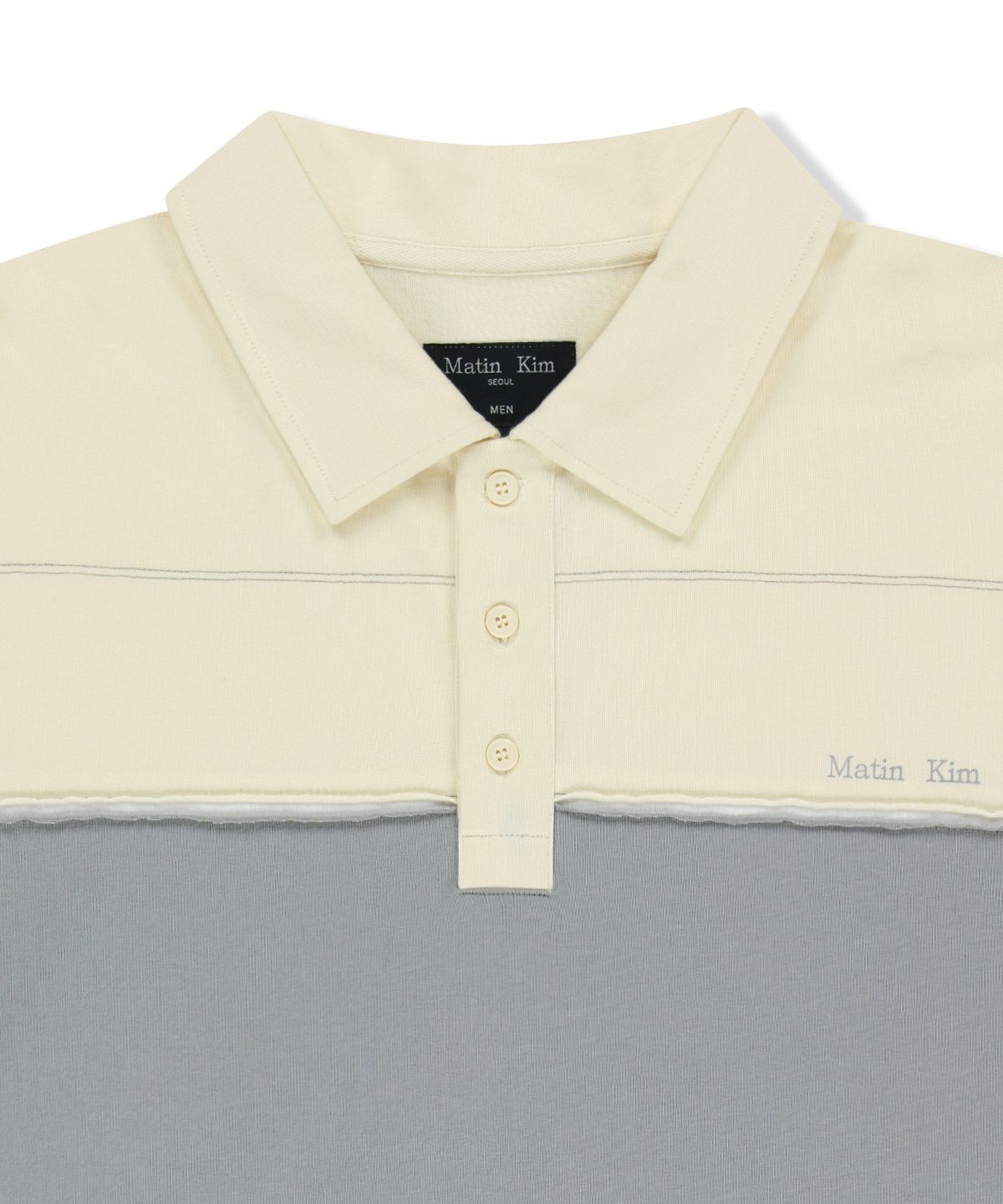 마뗑킴(MATIN KIM) CUT OUT BLOCK COLLAR TOP FOR MEN IN IVORY