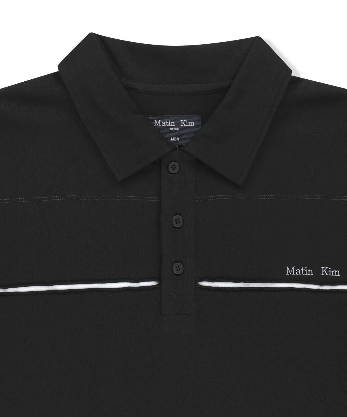 마뗑킴(MATIN KIM) CUT OUT BLOCK COLLAR TOP FOR MEN IN BLACK