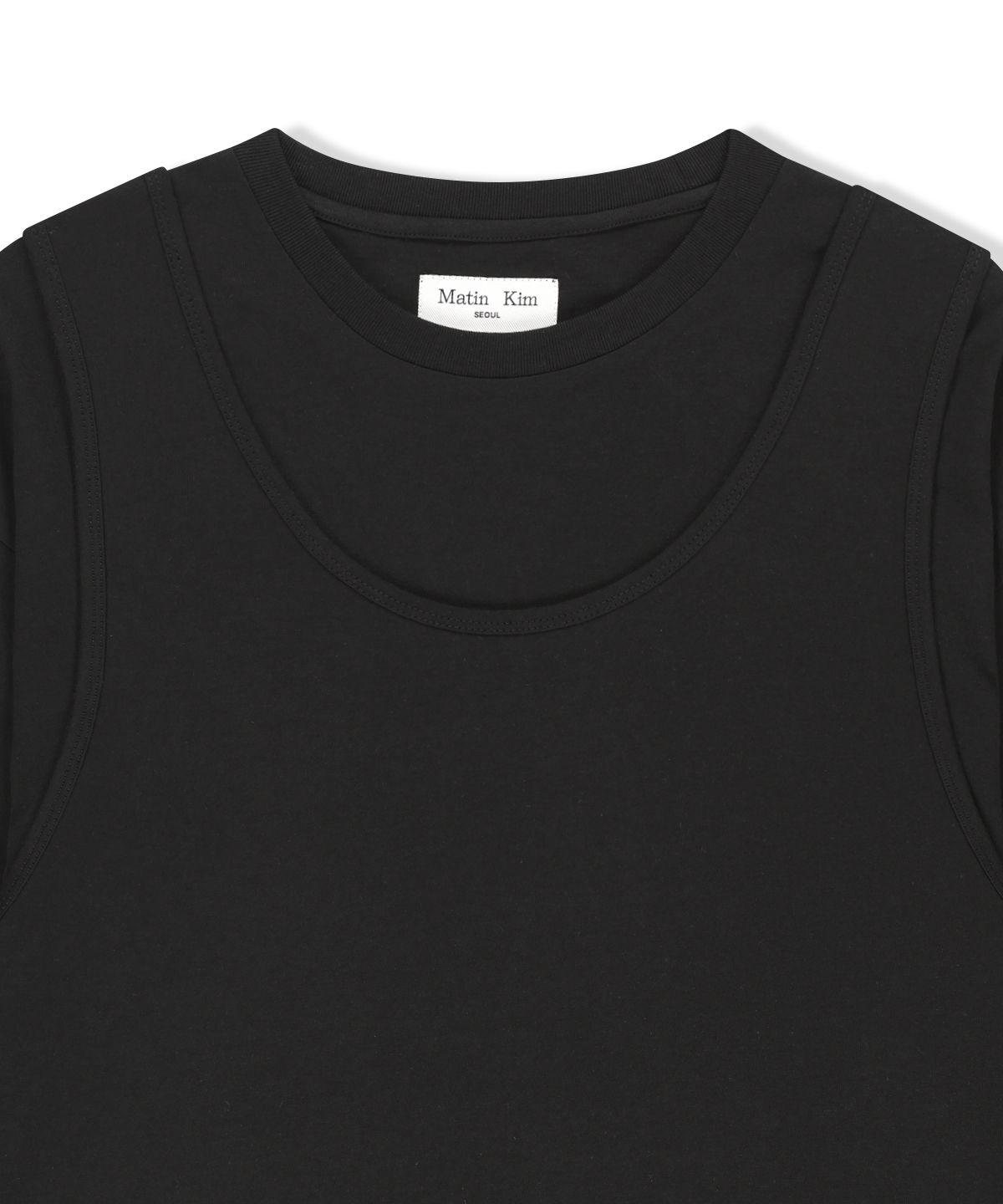 마뗑킴(MATIN KIM) CROSS BACK LAYERED TOP IN BLACK