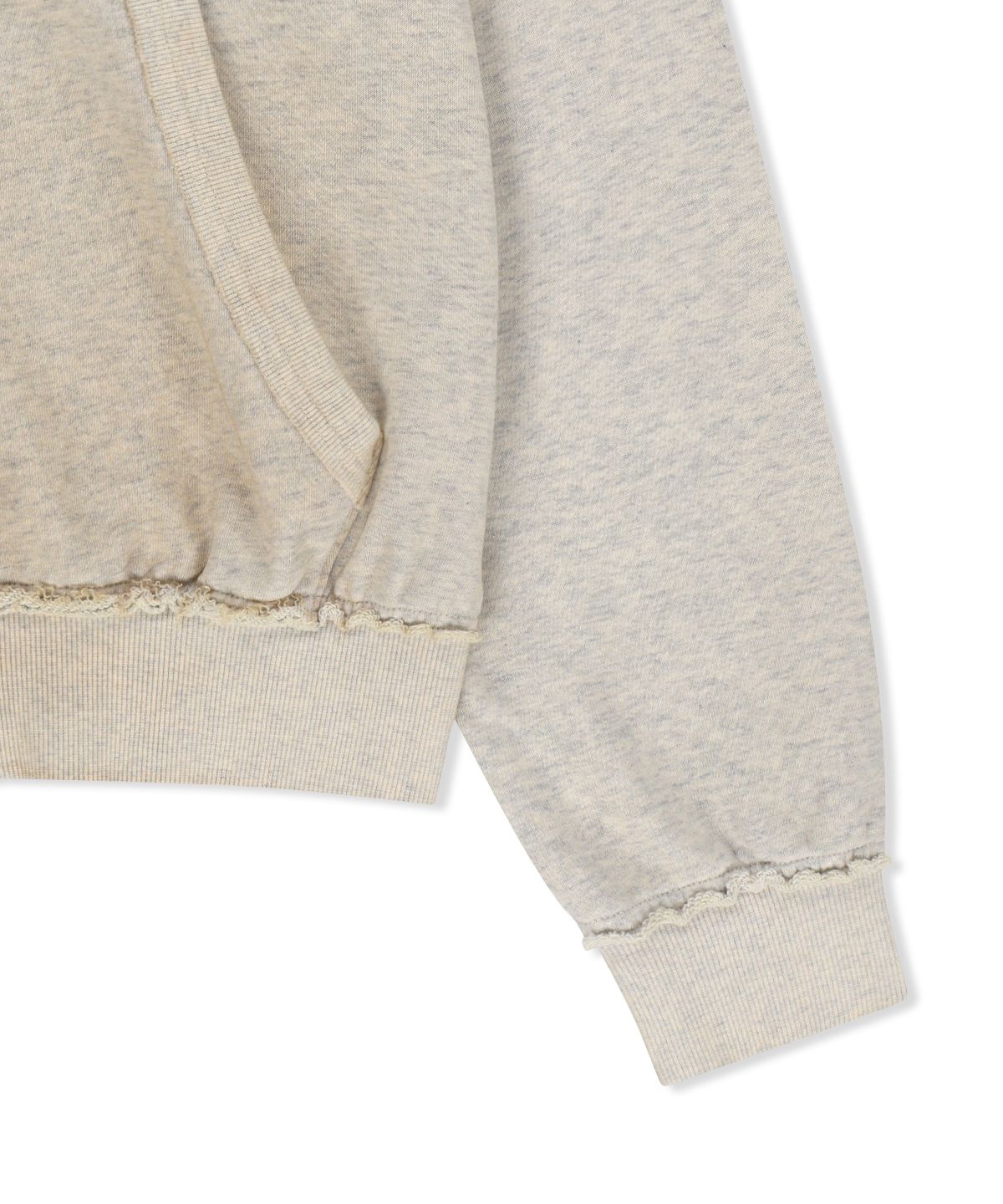 마뗑킴(MATIN KIM) VINTAGE WASHED COLOR CONTRAST HOODY ZIP UP IN LIGHT BEIGE