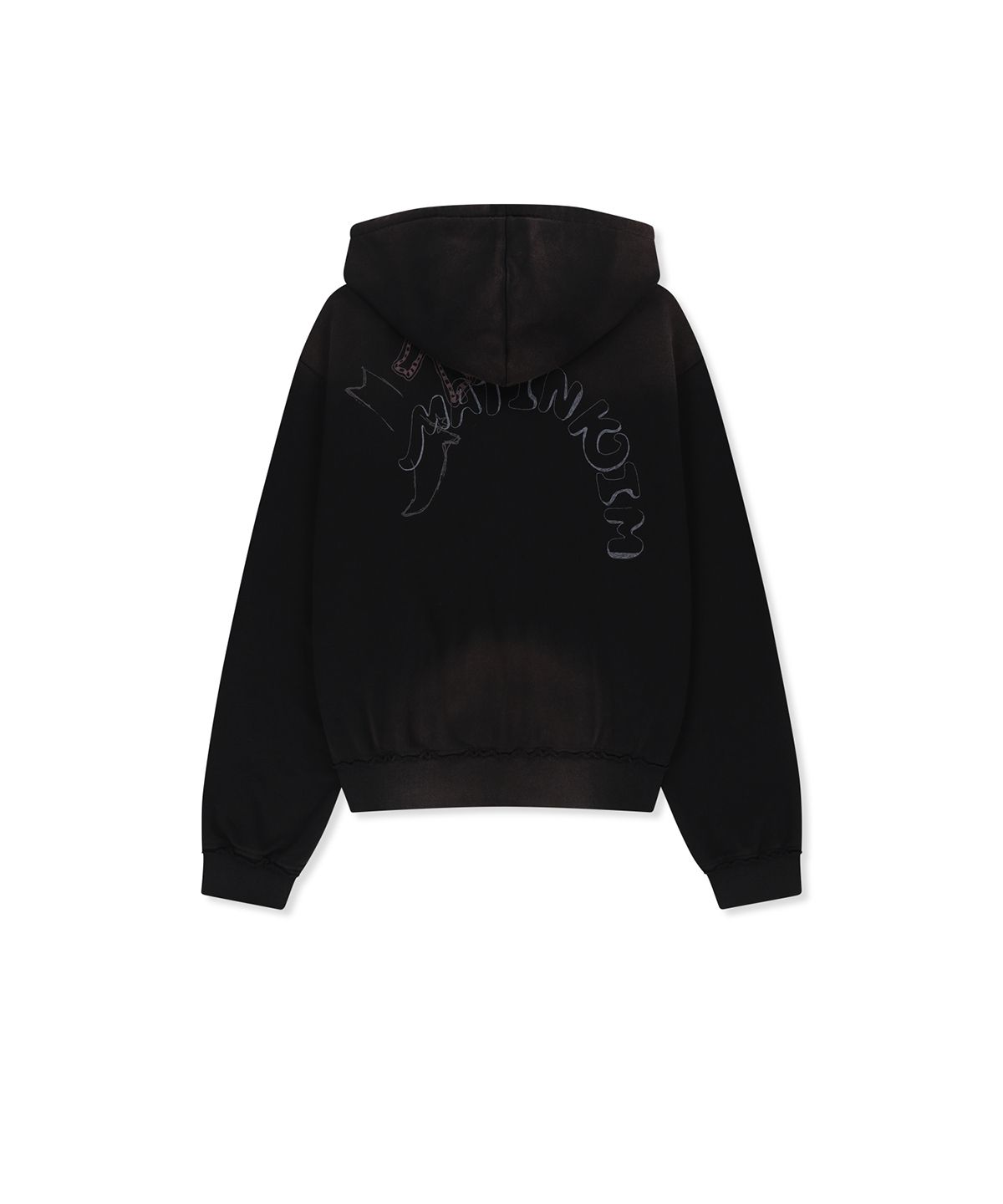 마뗑킴(MATIN KIM) VINTAGE WASHED COLOR CONTRAST HOODY ZIP UP IN BLACK