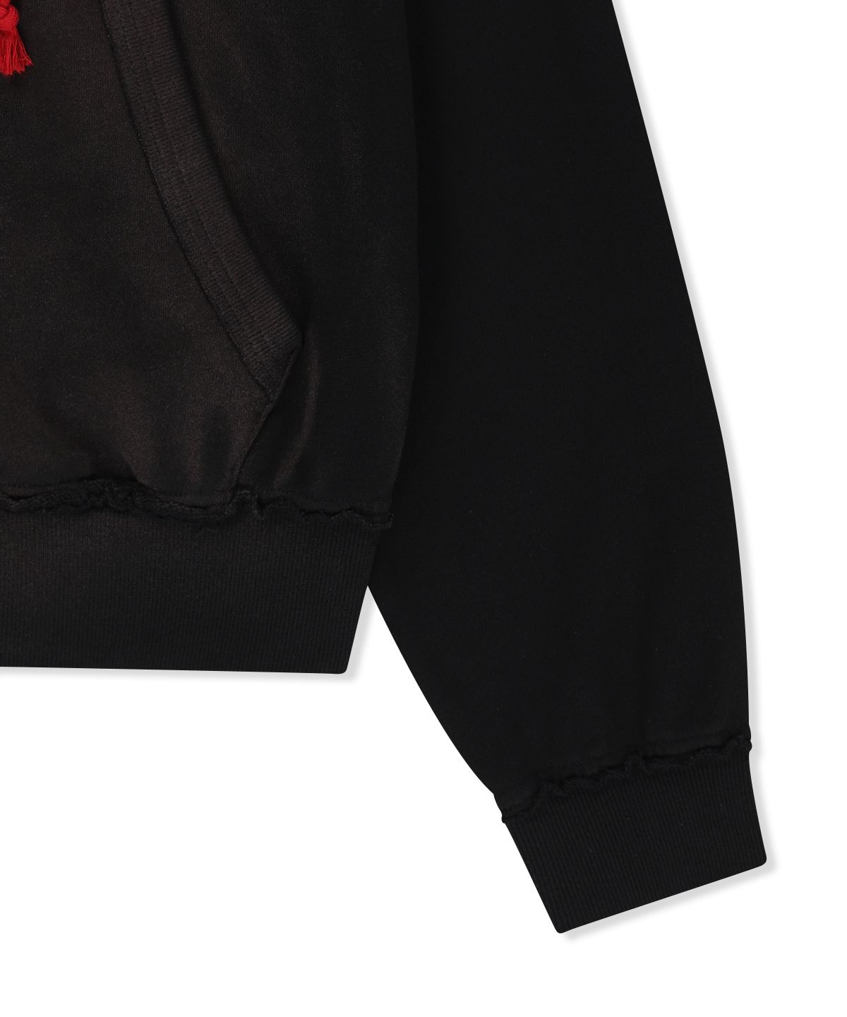 마뗑킴(MATIN KIM) VINTAGE WASHED COLOR CONTRAST HOODY ZIP UP IN BLACK