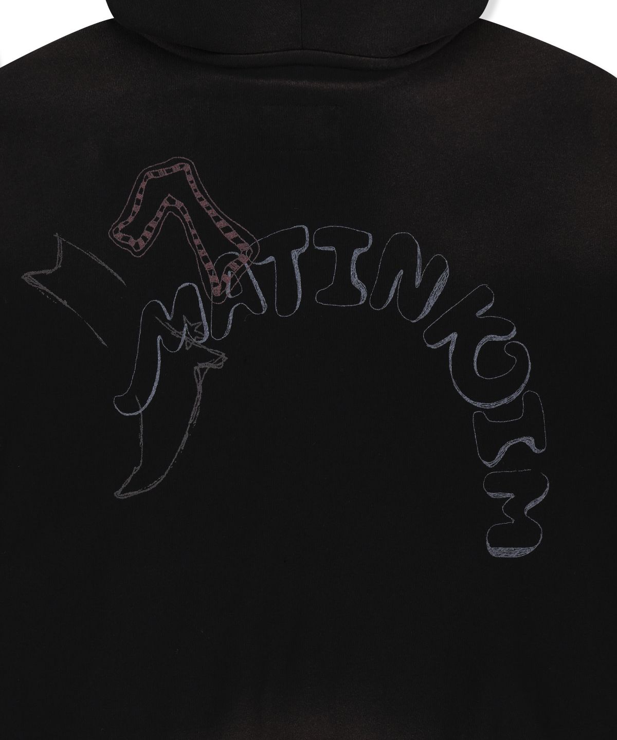 마뗑킴(MATIN KIM) VINTAGE WASHED COLOR CONTRAST HOODY ZIP UP IN BLACK