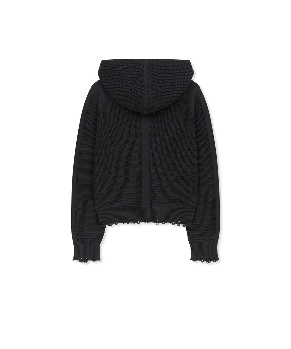 마뗑킴(MATIN KIM) WAFFLE TEXTURE HOODY KNIT ZIP UP IN CHARCOAL