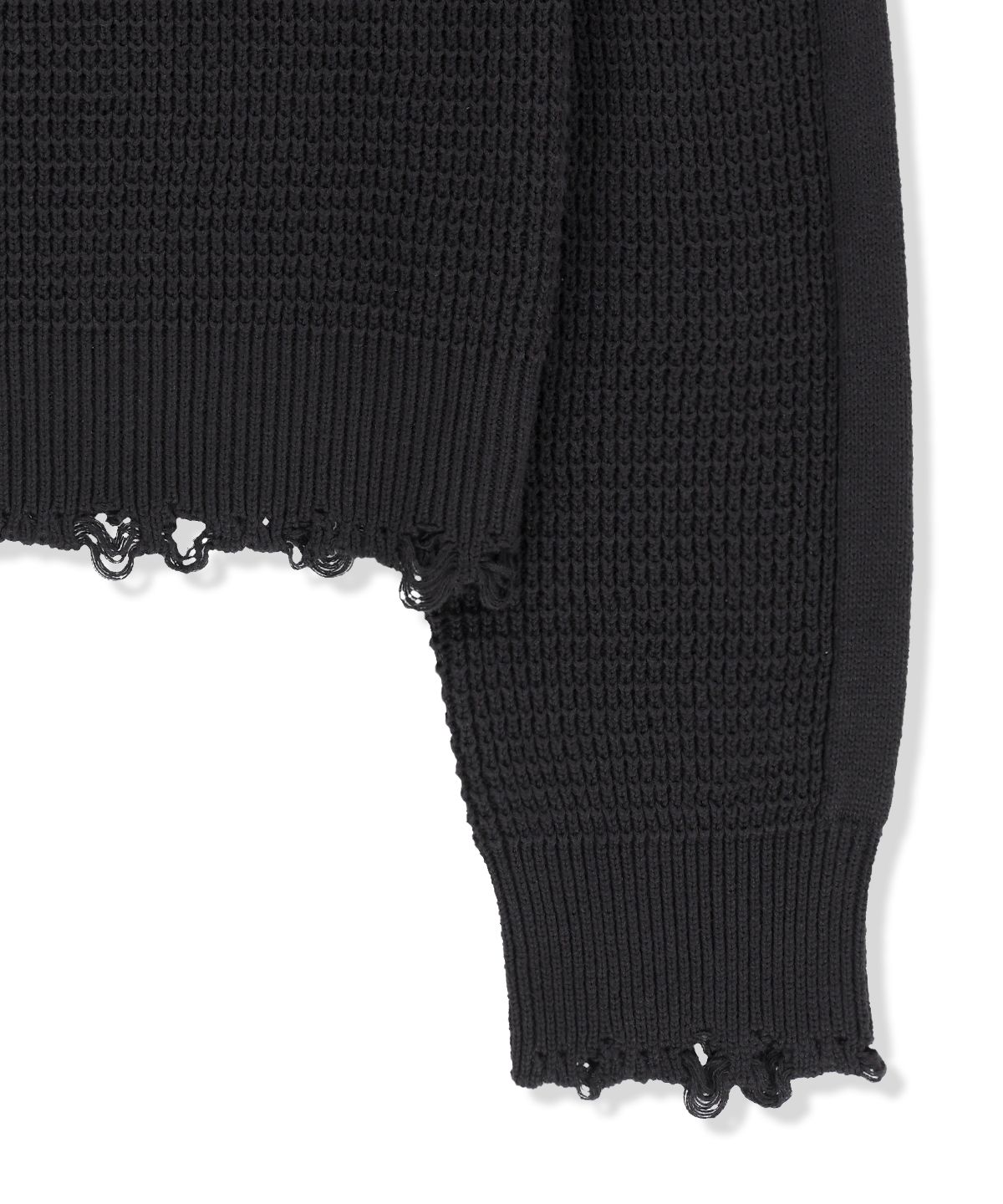 마뗑킴(MATIN KIM) WAFFLE TEXTURE HOODY KNIT ZIP UP IN CHARCOAL